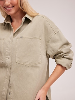 Denim Overshirt In Faded Thyme