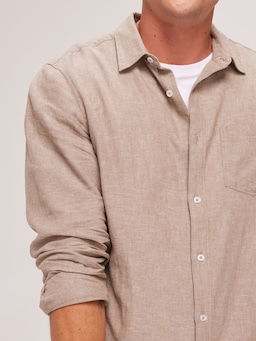 Long Sleeve Vintage Linen Blend Shirt