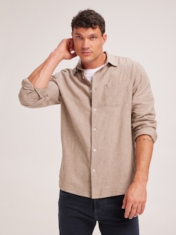 Long Sleeve Vintage Linen Blend Shirt