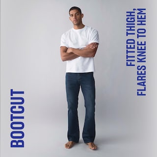 Bootcut. Fitted thigh, flares knee to hem