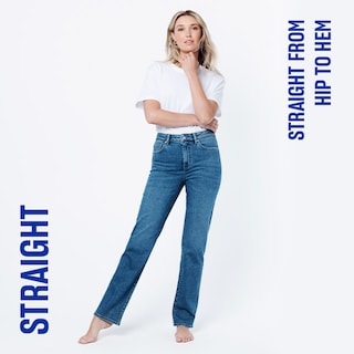 Straight fit. fitted thigh. straight leg.