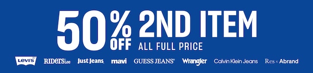 50% Off 2nd Item All Full Price.