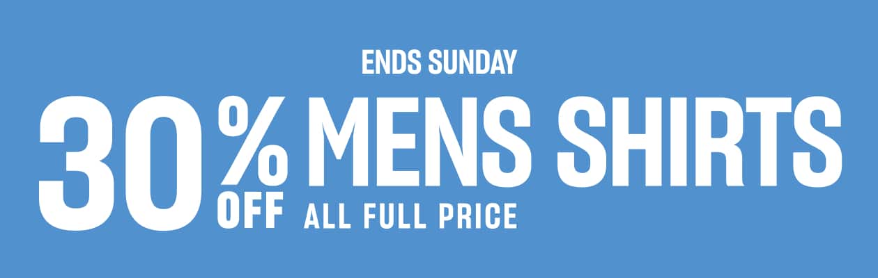 30% off Mens Shirts.