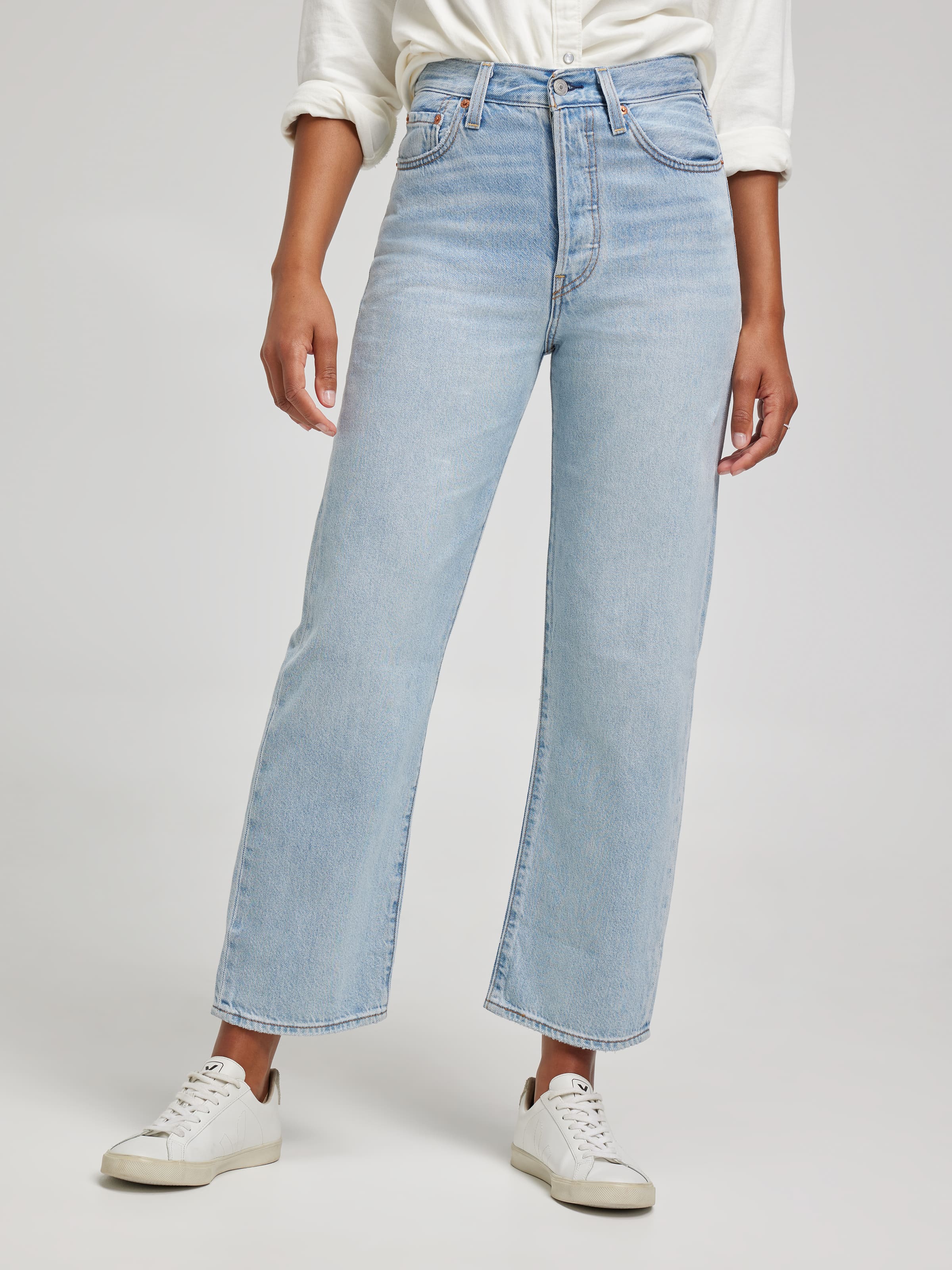 Ribcage Straight Ankle Jean In Middle Road Denim