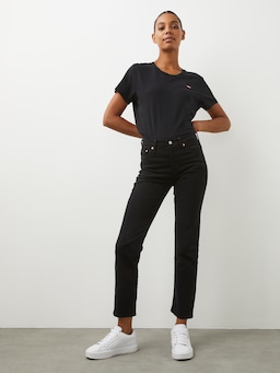 Wedgie Straight Jean In Black Sprout
