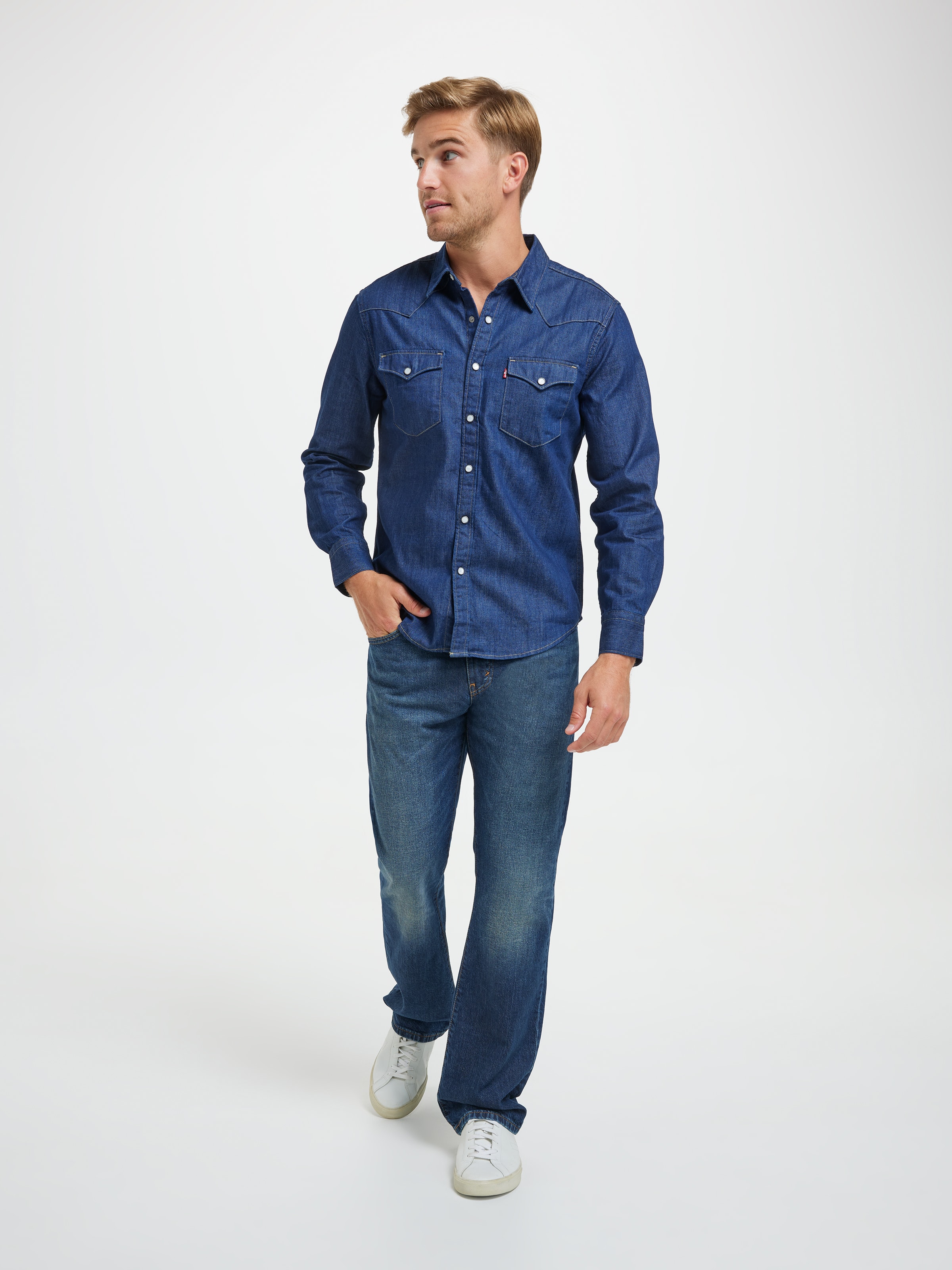 Barstow Western Shirt In Indigo Rinse