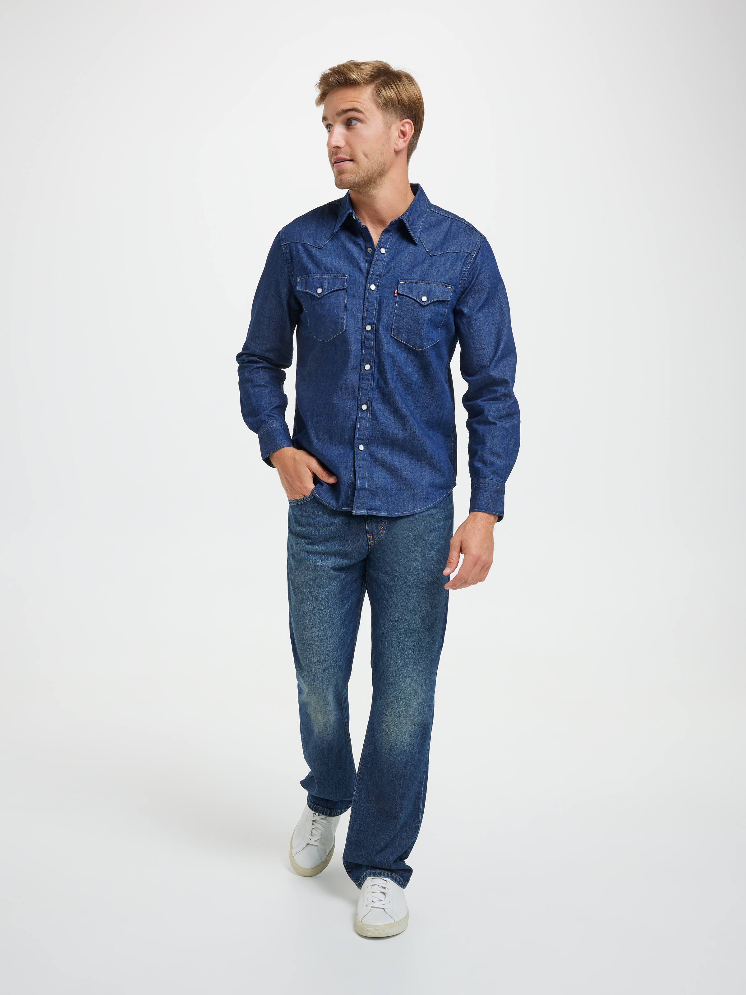 Barstow Western Shirt In Indigo Rinse