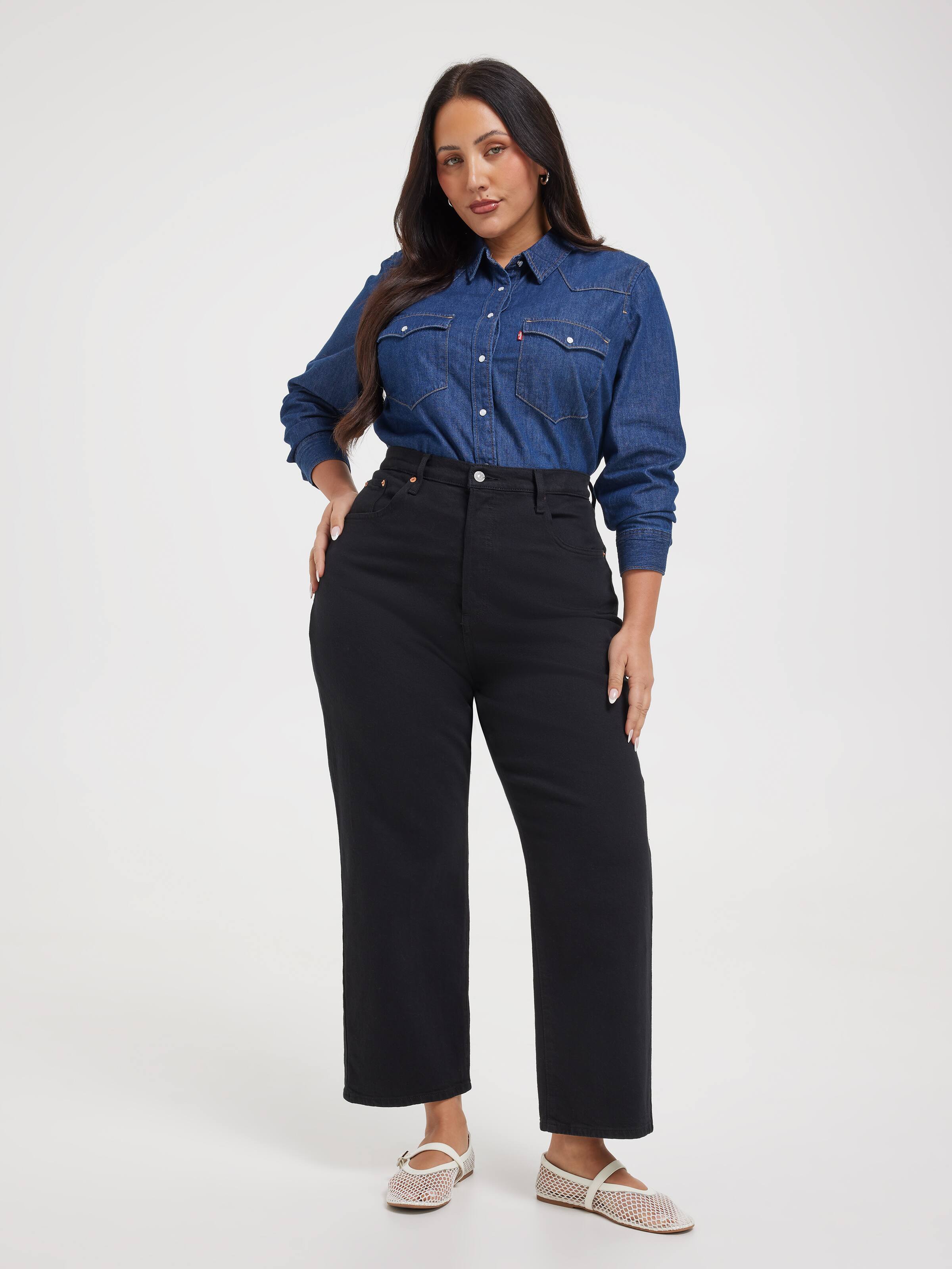 Plus Ribcage Straight Jean In Black