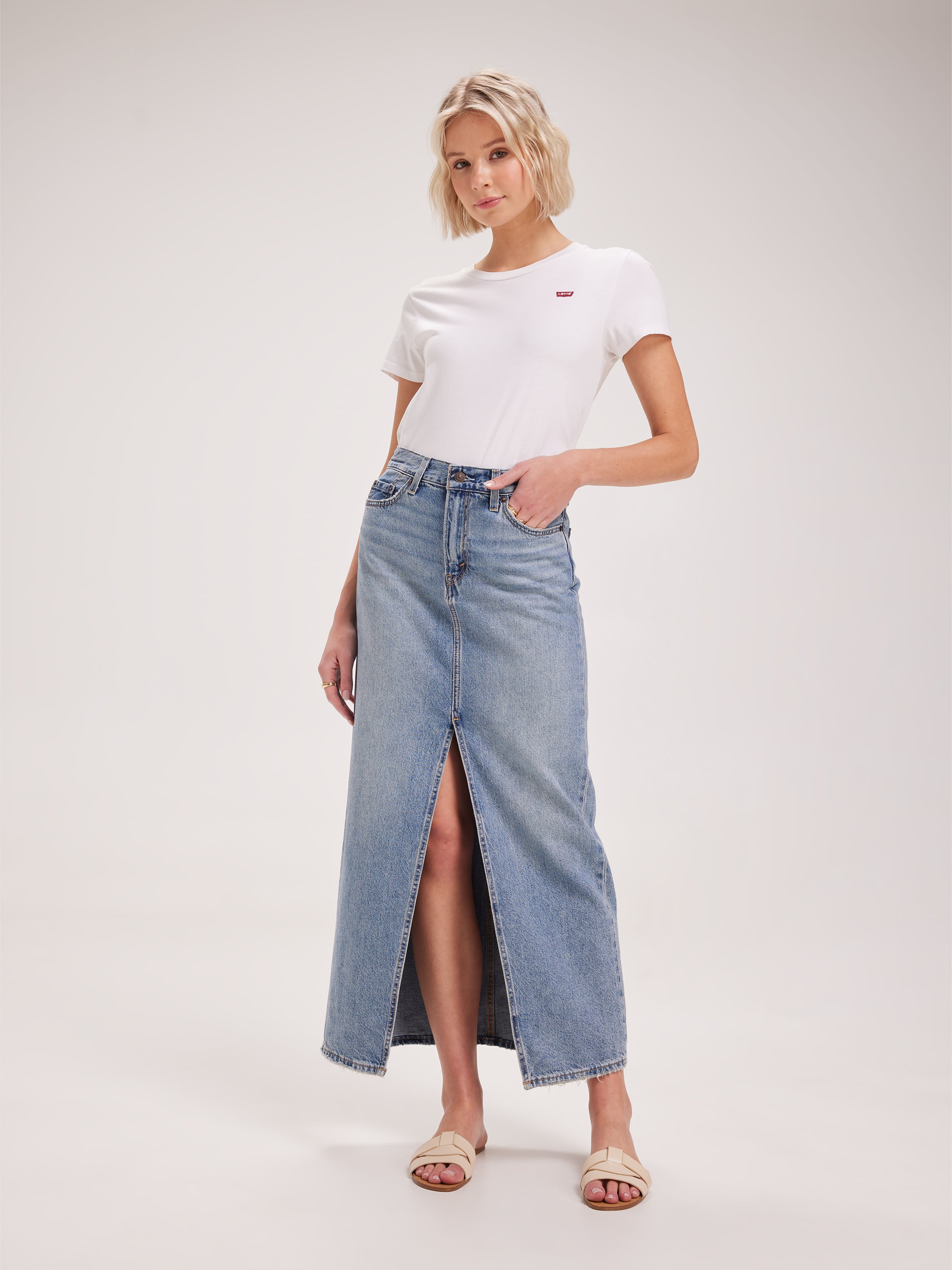 Ankle Column Skirt In Please Hold
