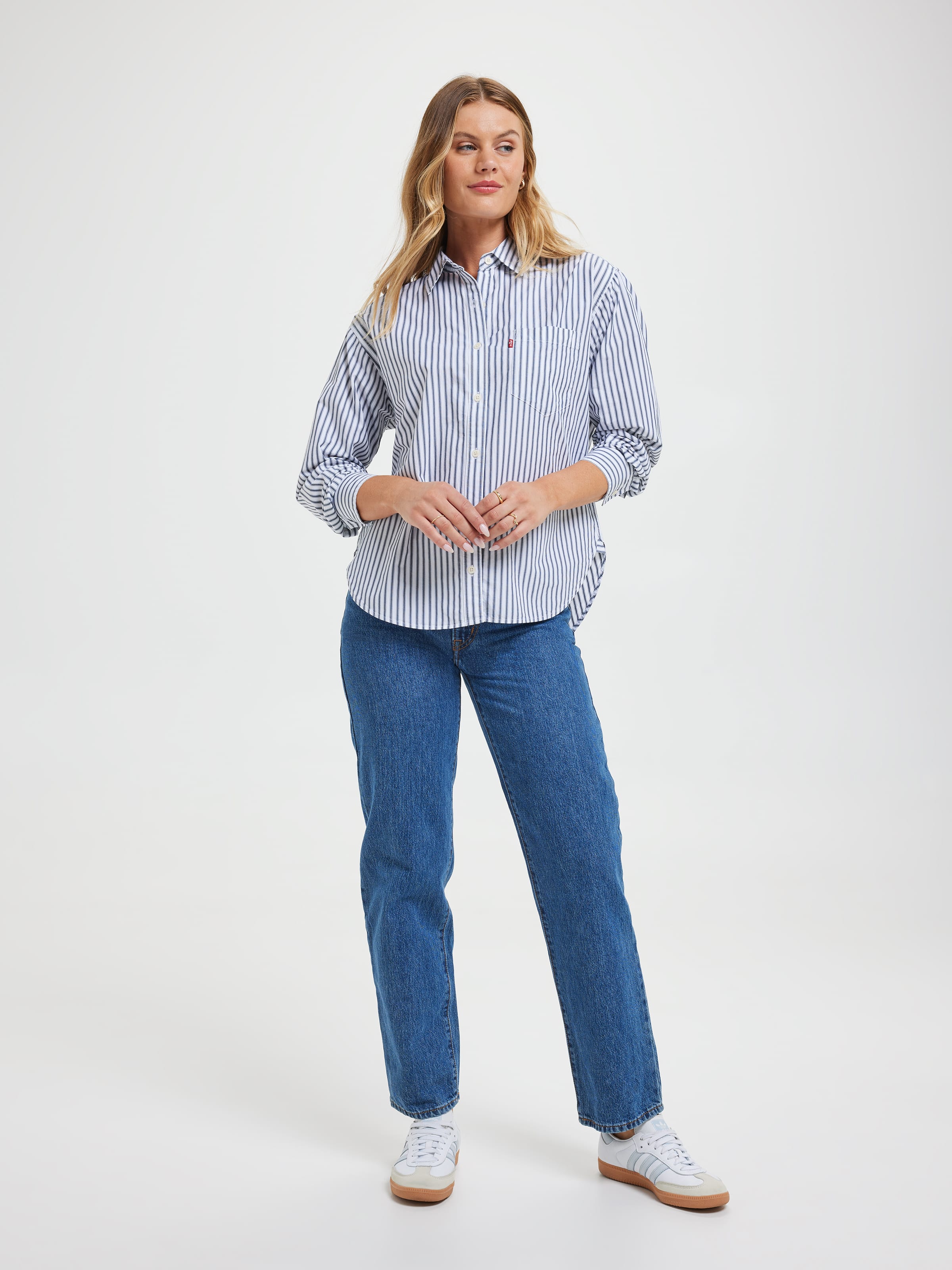 Harlie New Bf Shirt In Marinas Stripe Navy Blazer