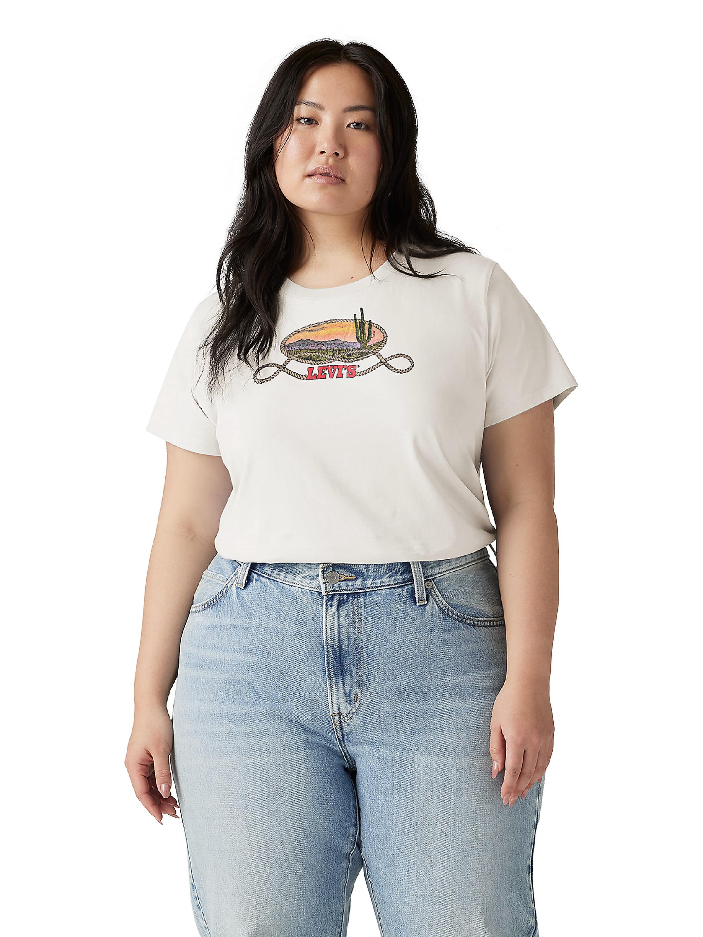 Plus Perfect Tee In Cactus Scene Sugar Swizzle