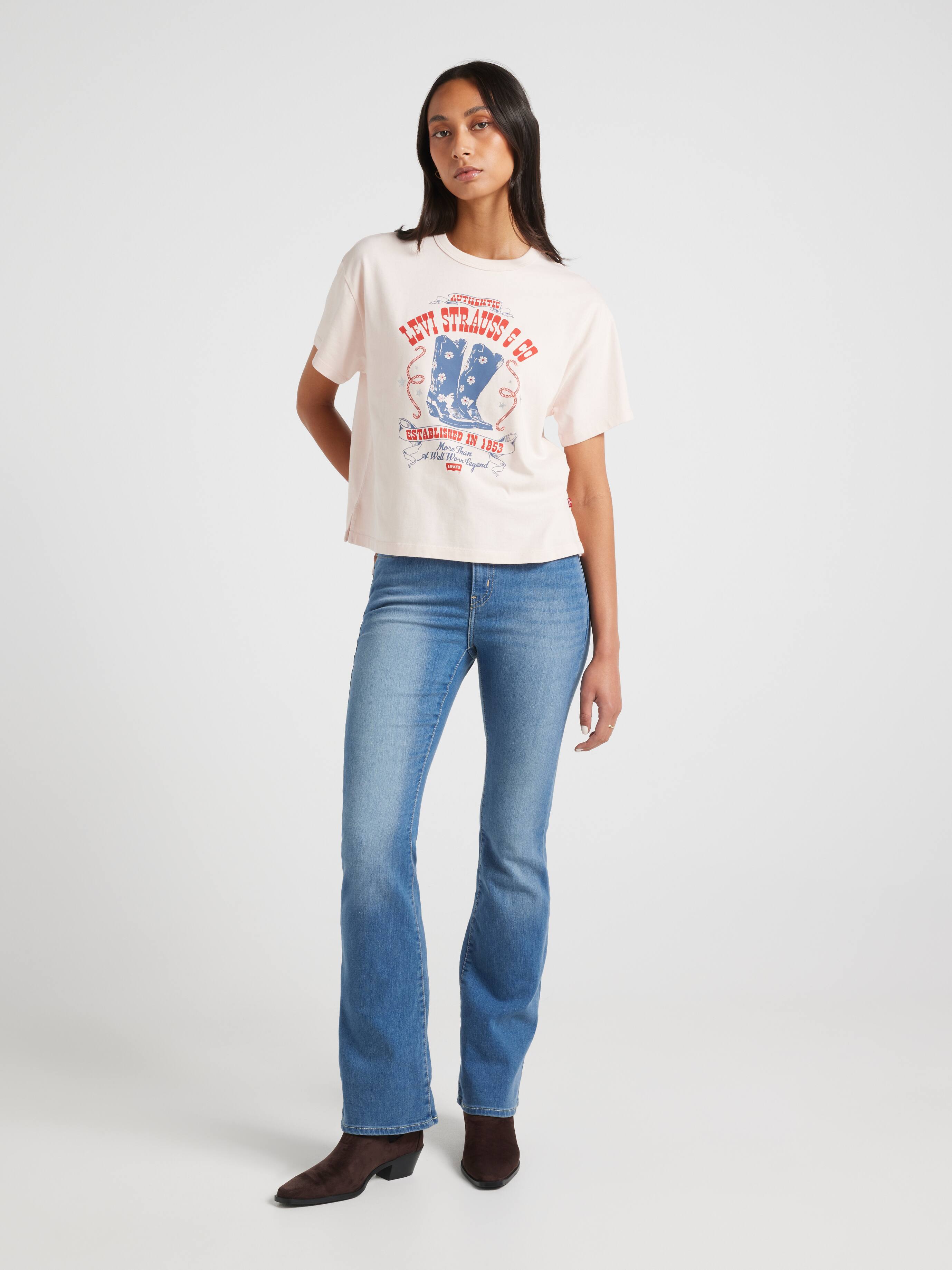 Vintage Tee In Poster Daisy Boots Crystal Pink