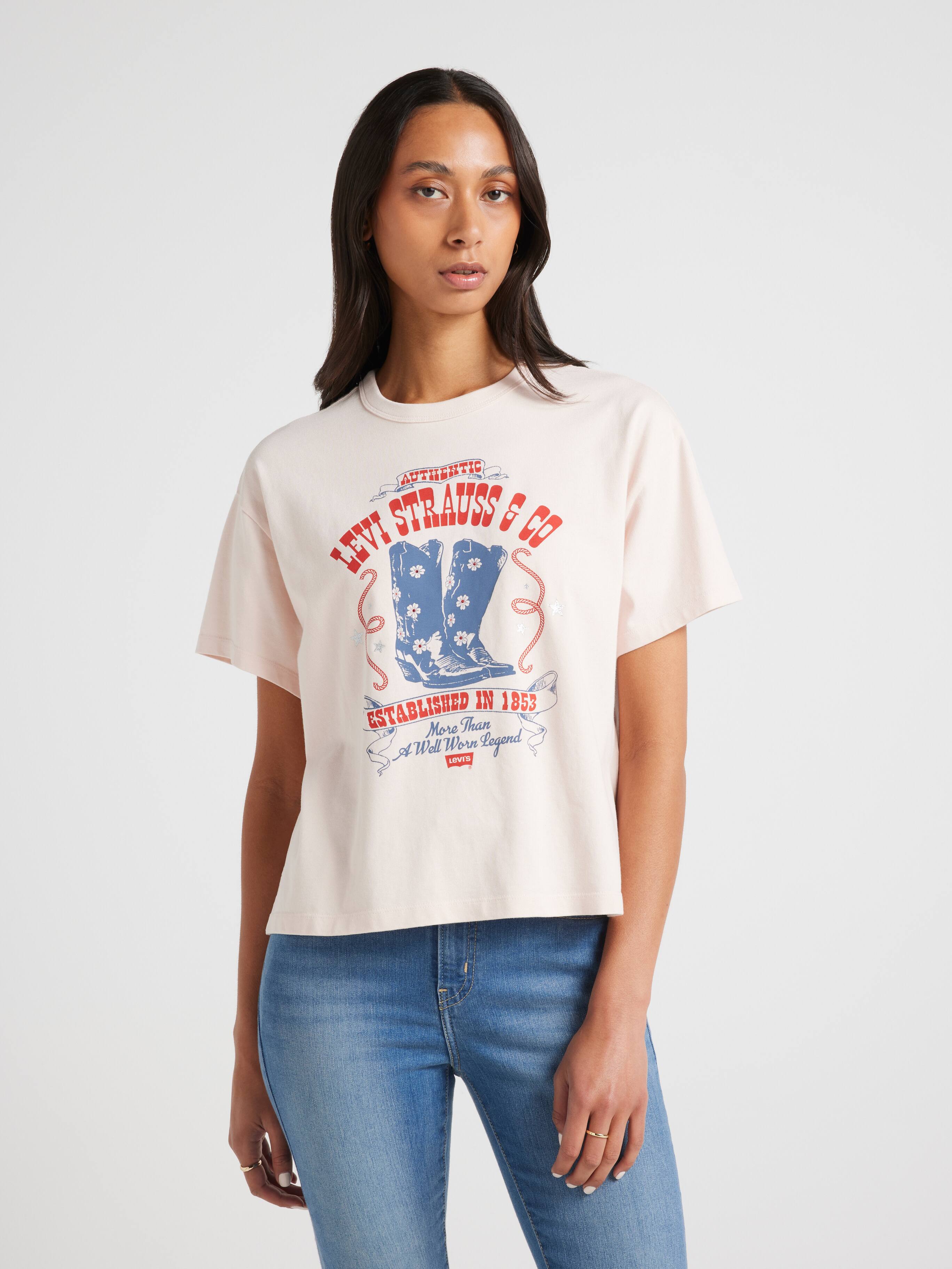 Vintage Tee In Poster Daisy Boots Crystal Pink