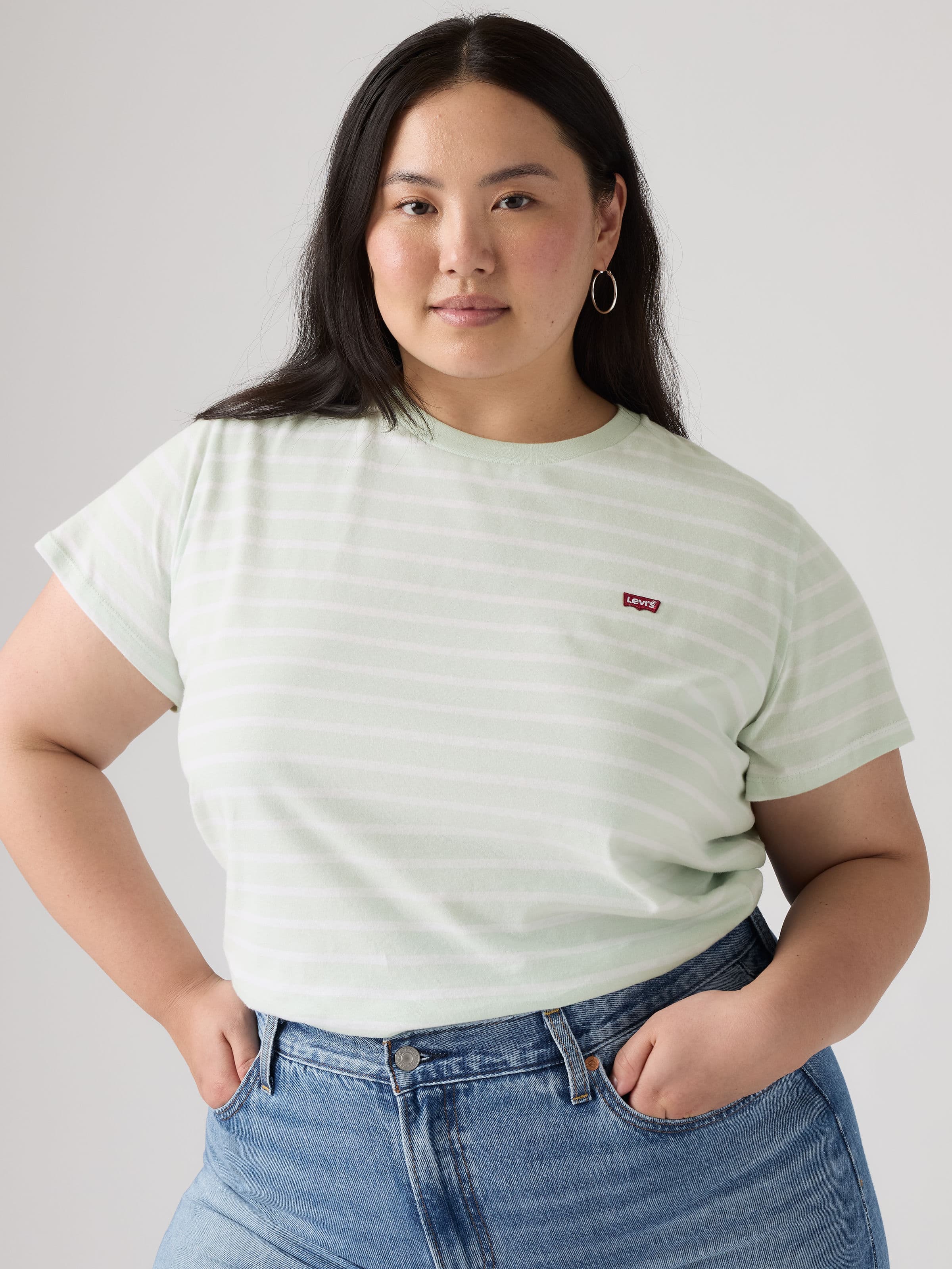 Curve Perfect Hm Tee In Emily Stripe Pale Blue