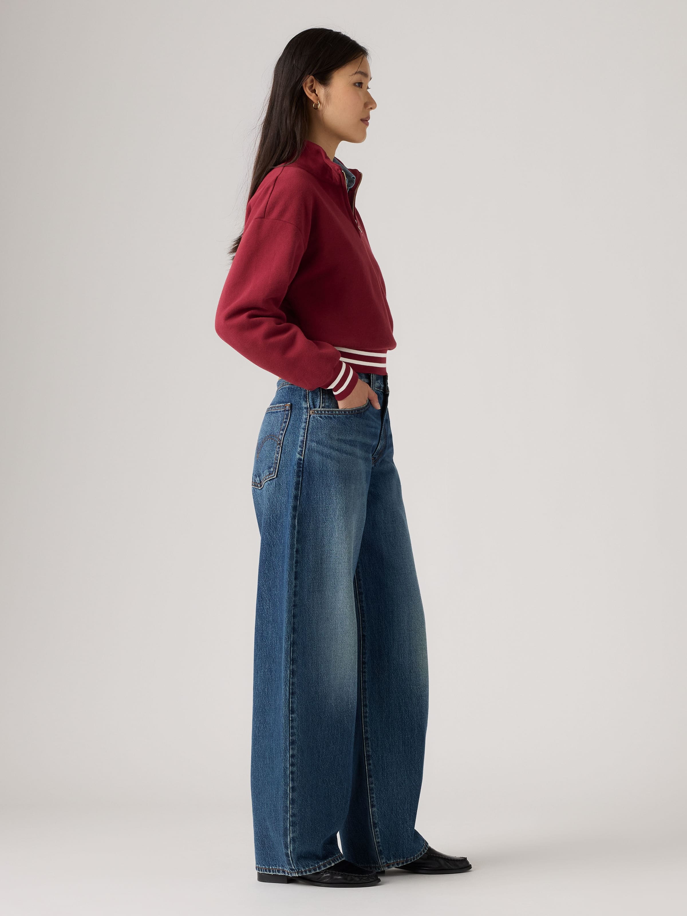 Middy Baggy Taper Jeans In Fixed Down