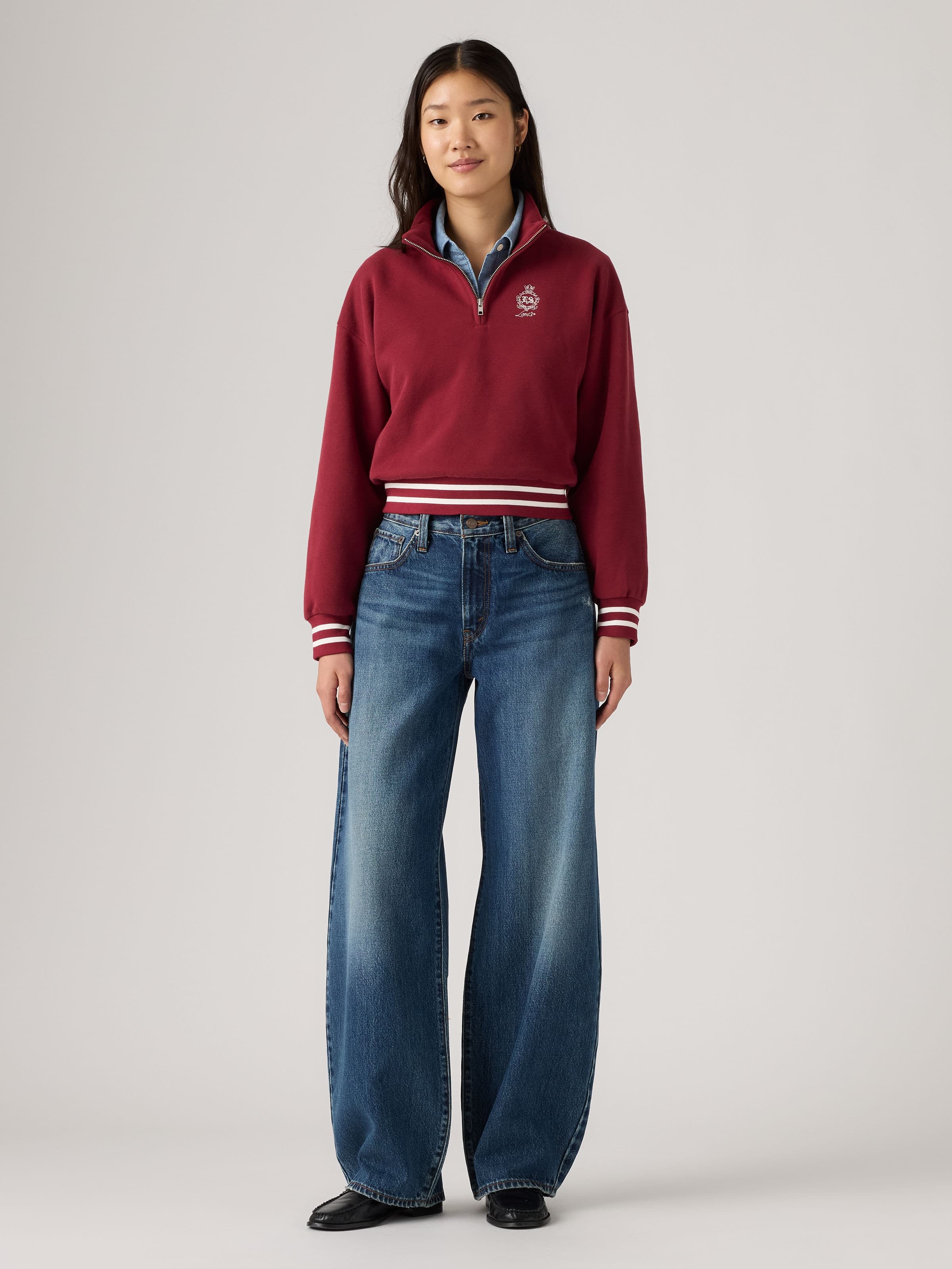Middy Baggy Taper Jeans In Fixed Down