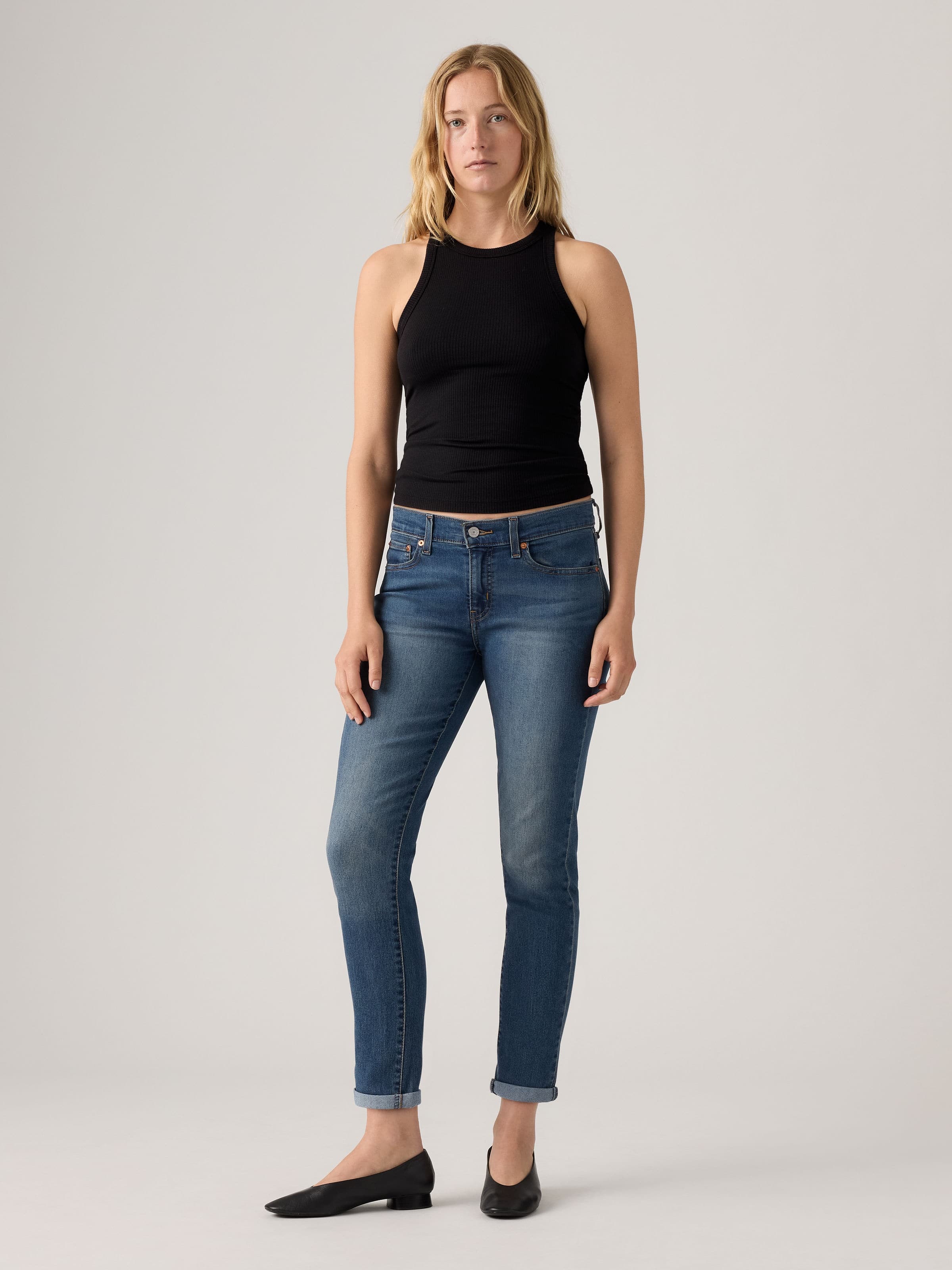 Mid Boyfriend Jeans In Work Slate