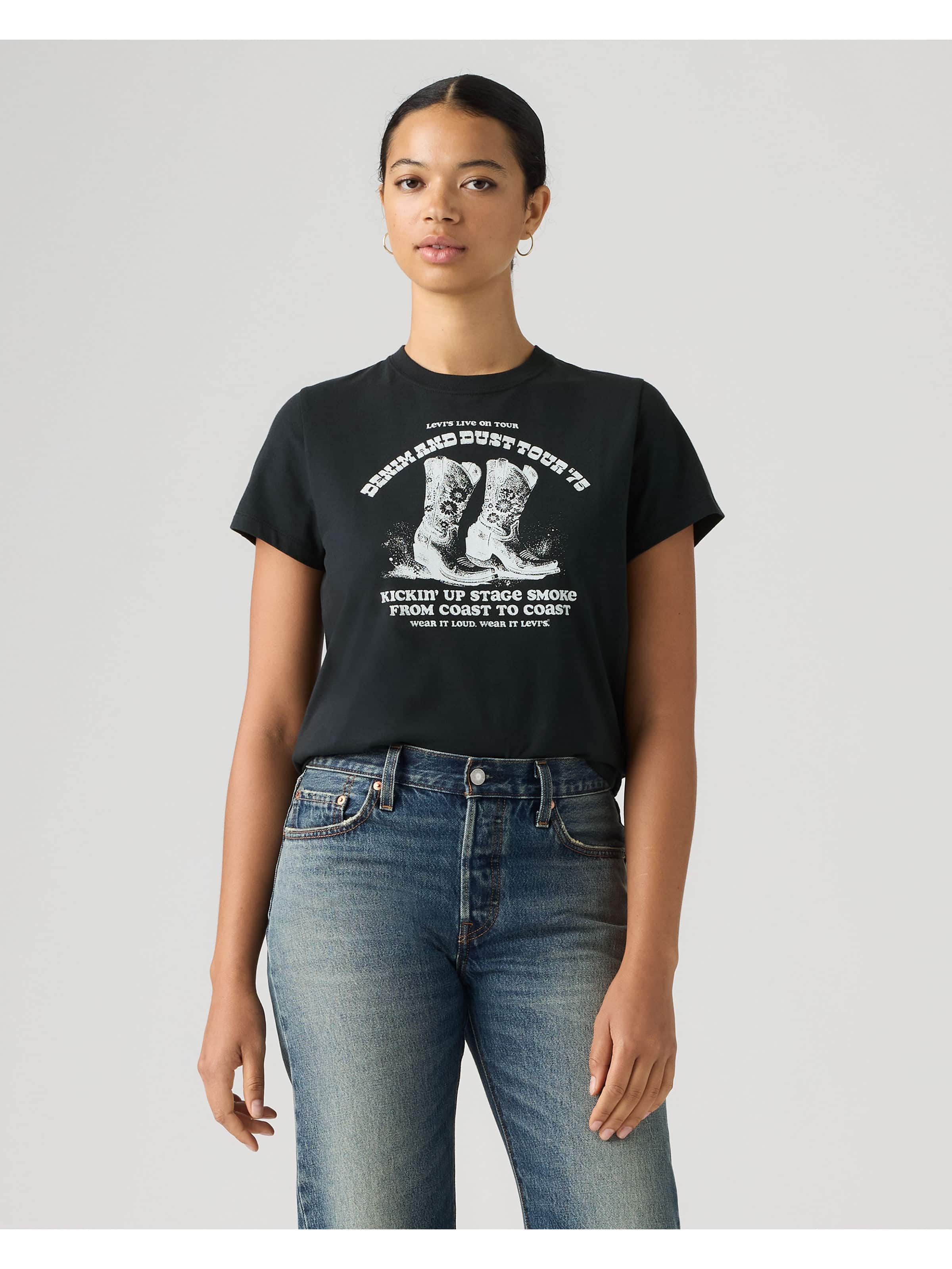 In High Graphic Favorite Tee In Denim And Dust Boots Anthracite