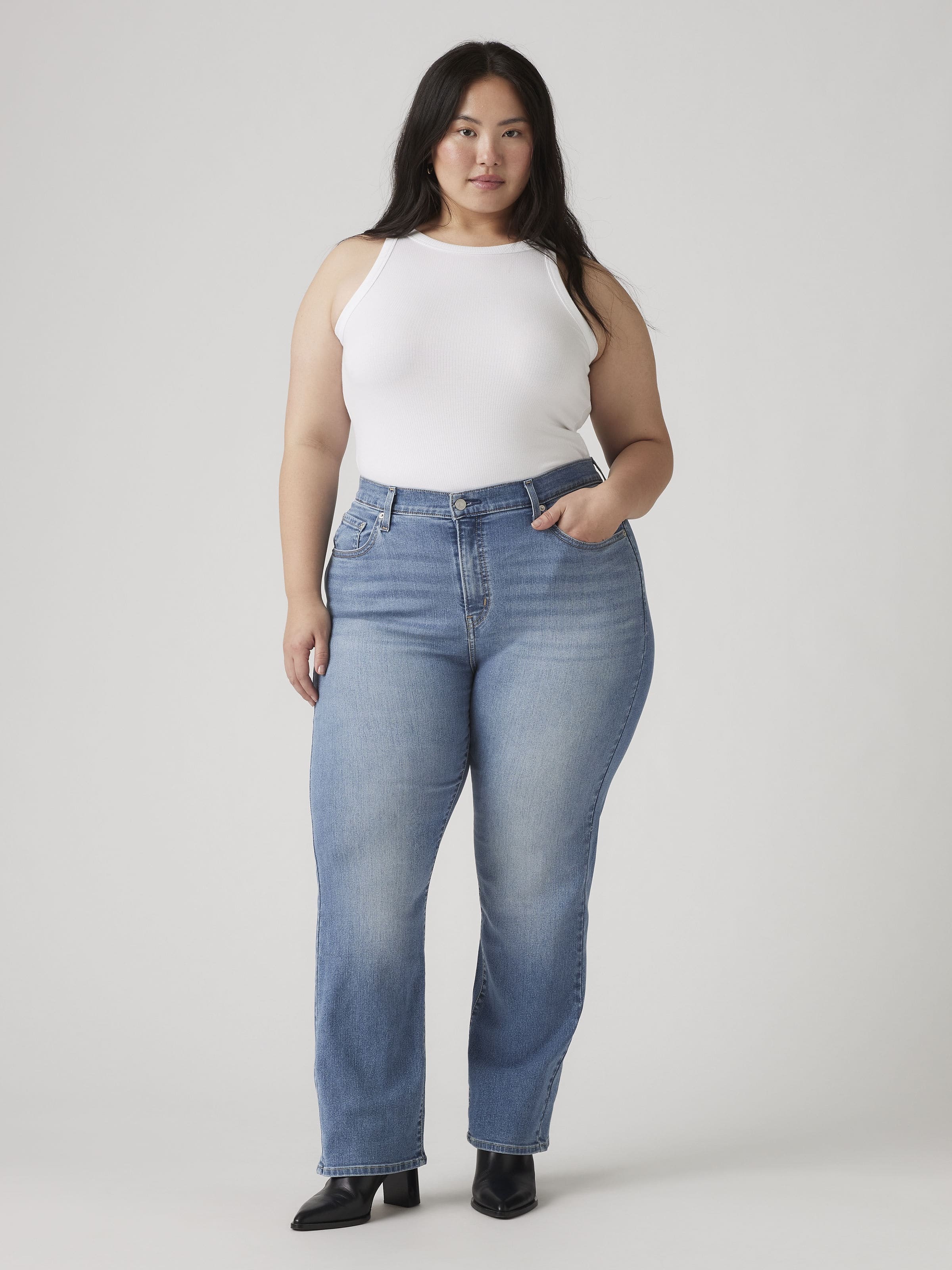 Curve 724 Straight Indigo Jean In Mid Blue