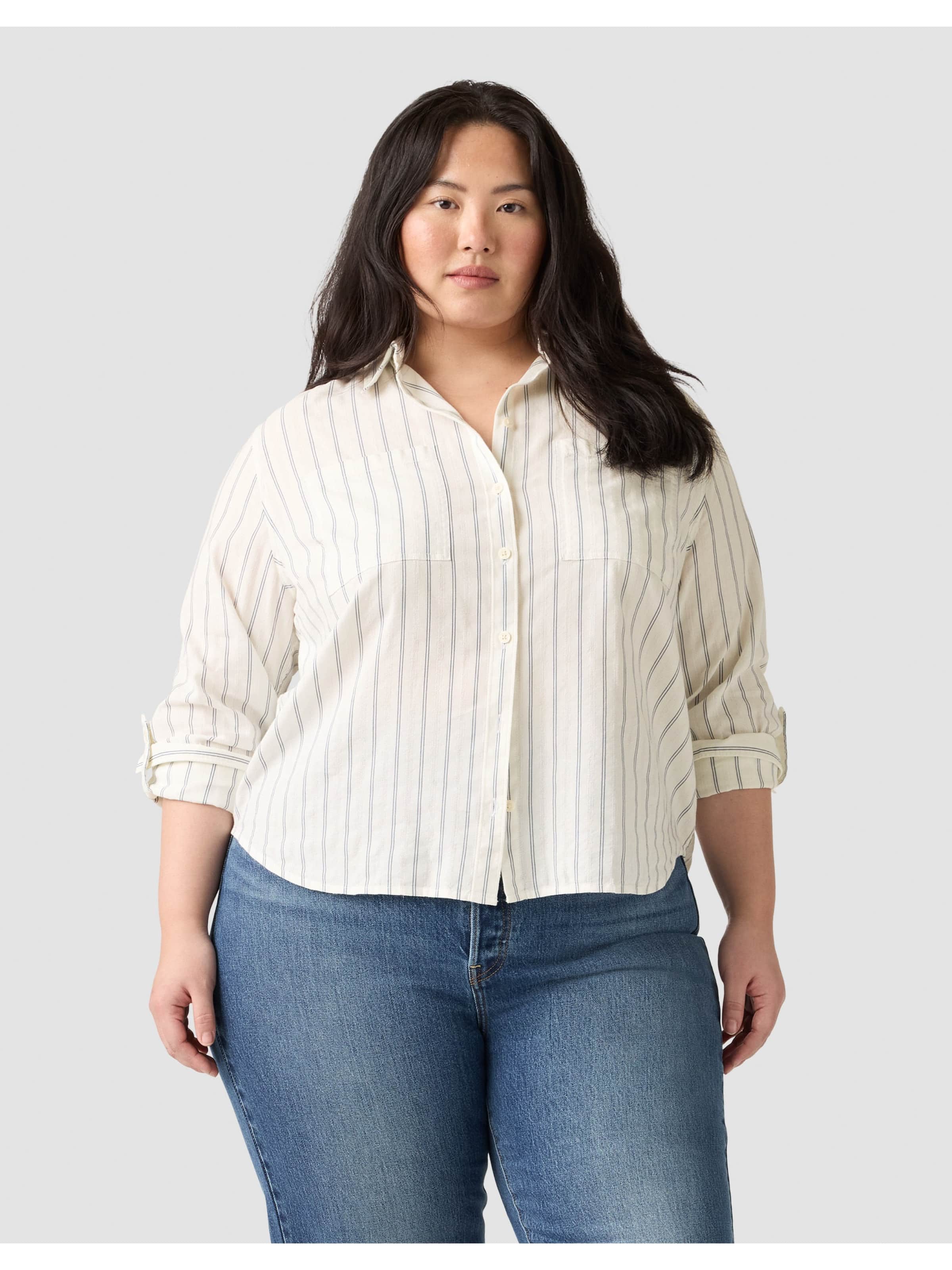 Curve Shirt In Cream Stripe