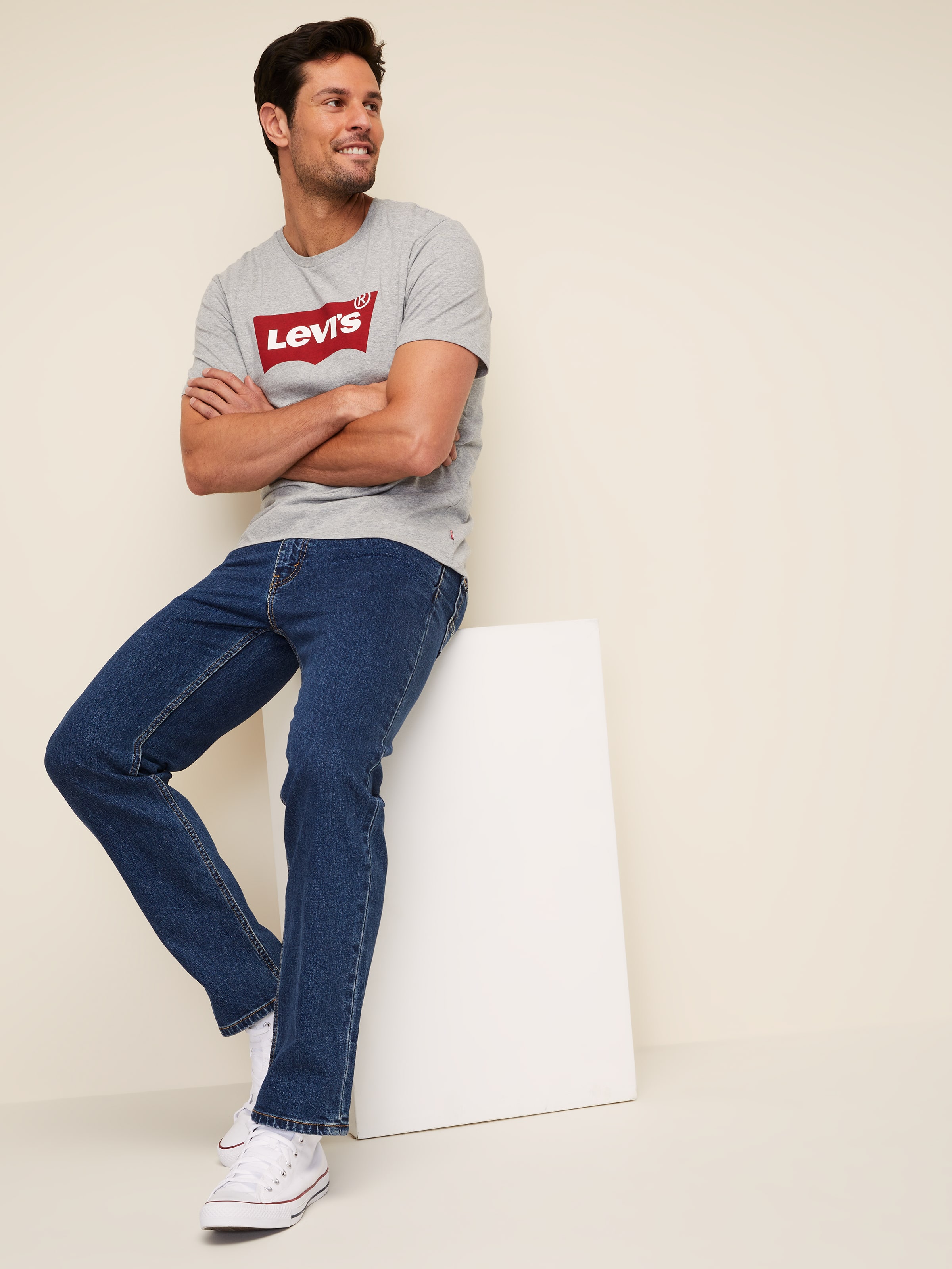Graphic Batwing Tee In Heather Grey
