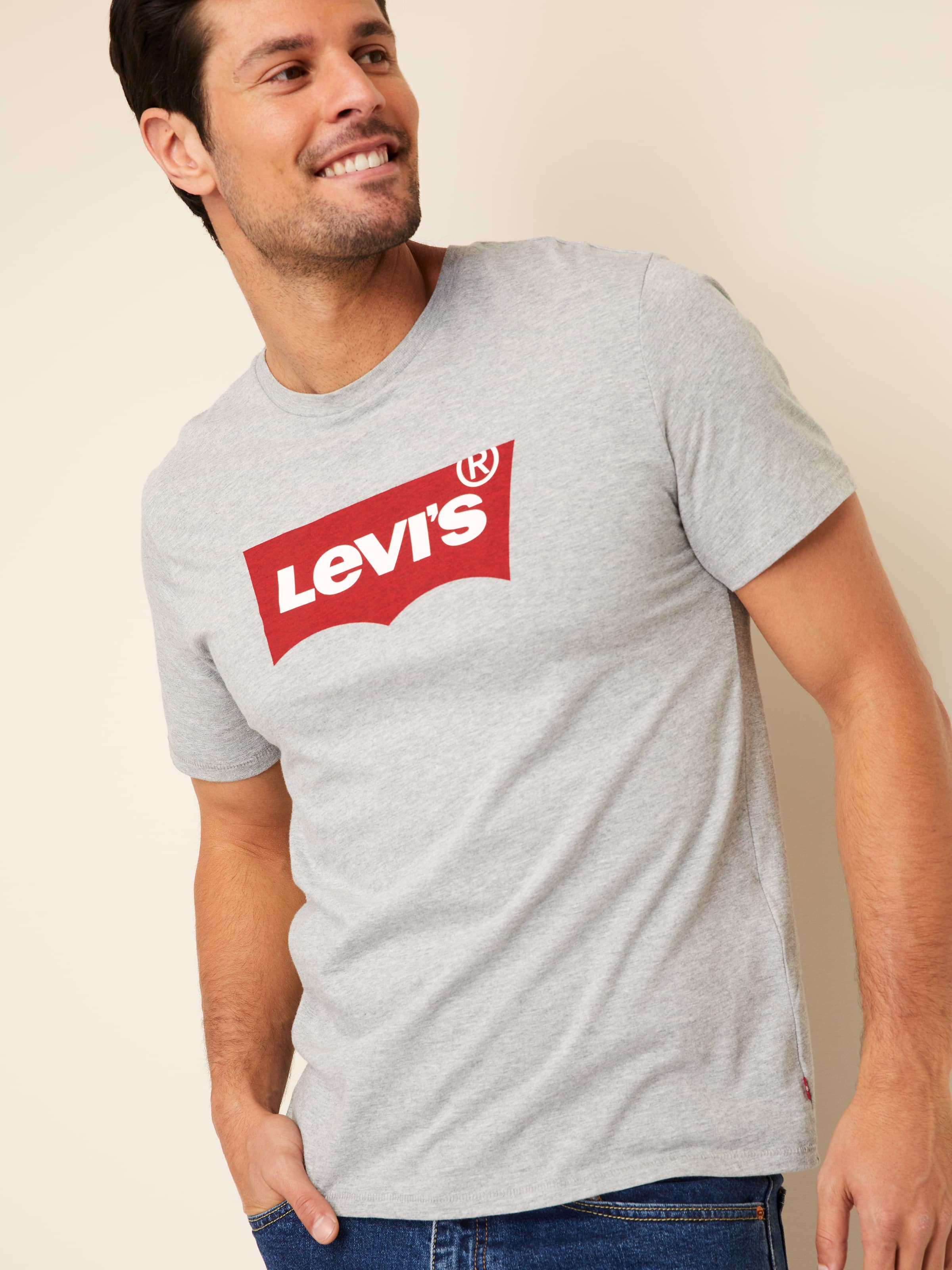 Graphic Batwing Tee In Heather Grey