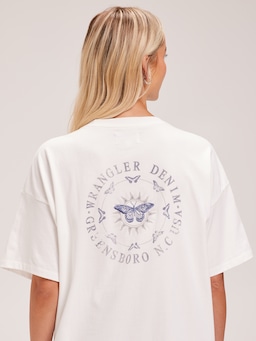 Boxy Slouch Tee In Butterfly White