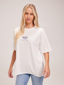 Boxy Slouch Tee In Butterfly White