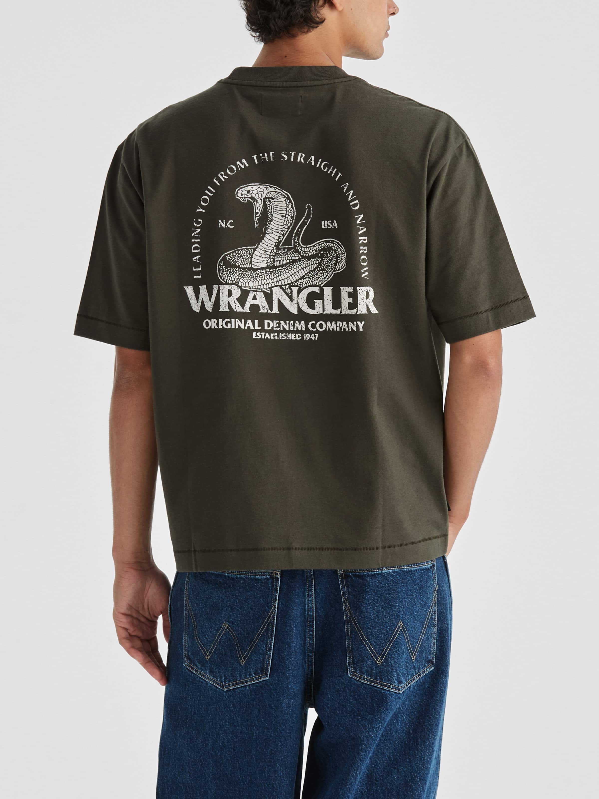Snake Stack Boxcar Tee In Dark Slate