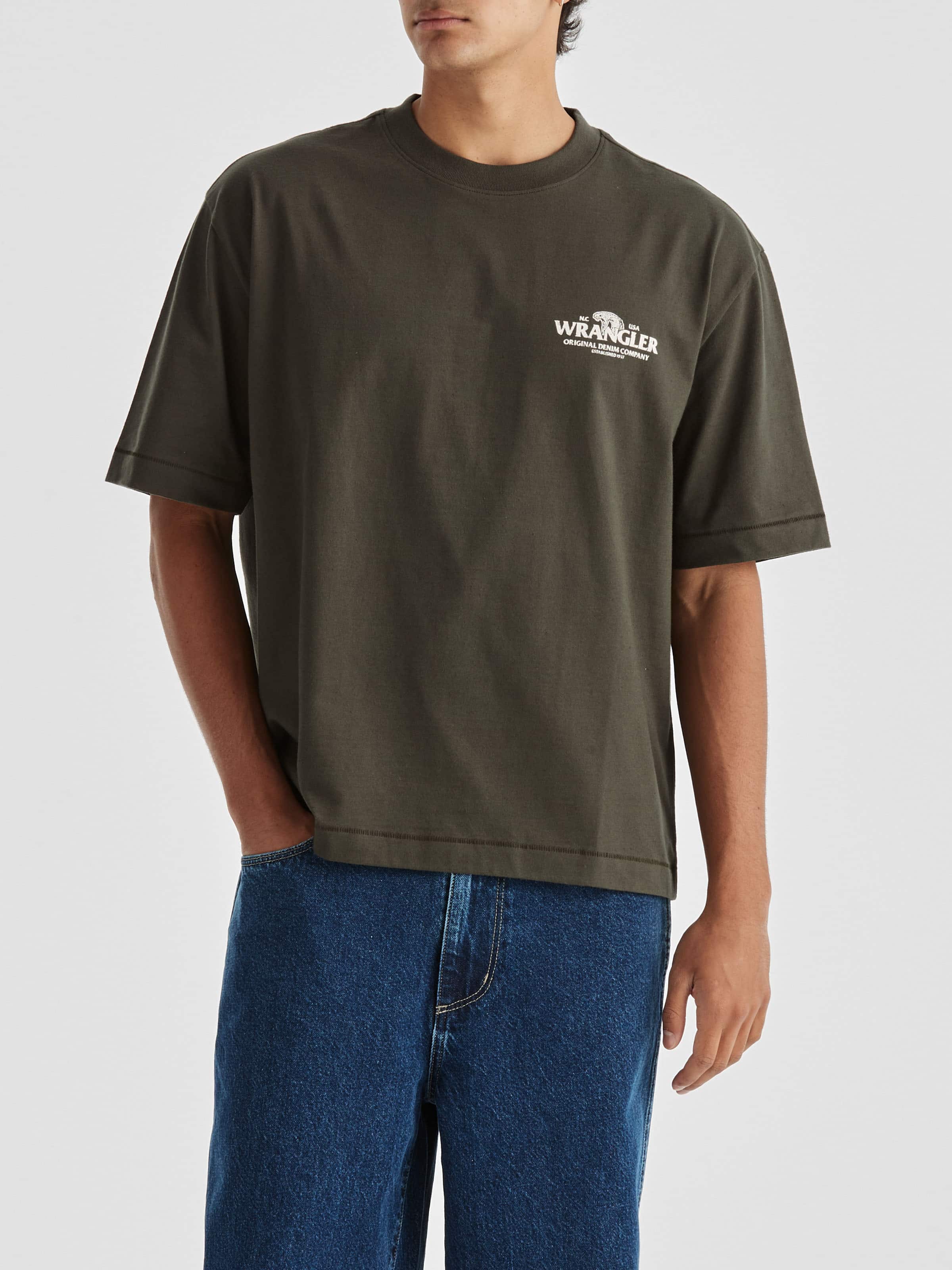 Snake Stack Boxcar Tee In Dark Slate