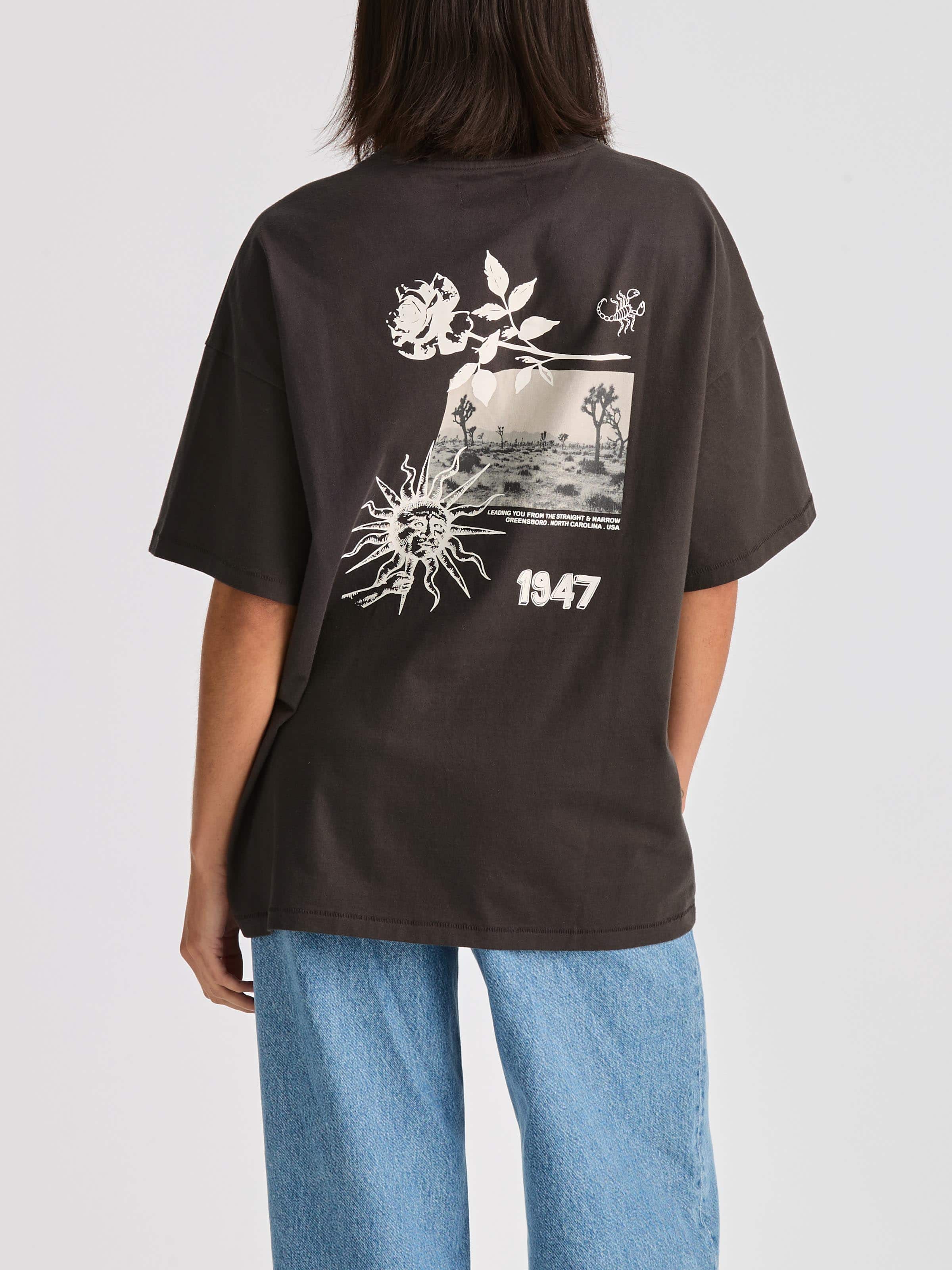 Desert Thorns Boxy Slouch Tee In Worn Black