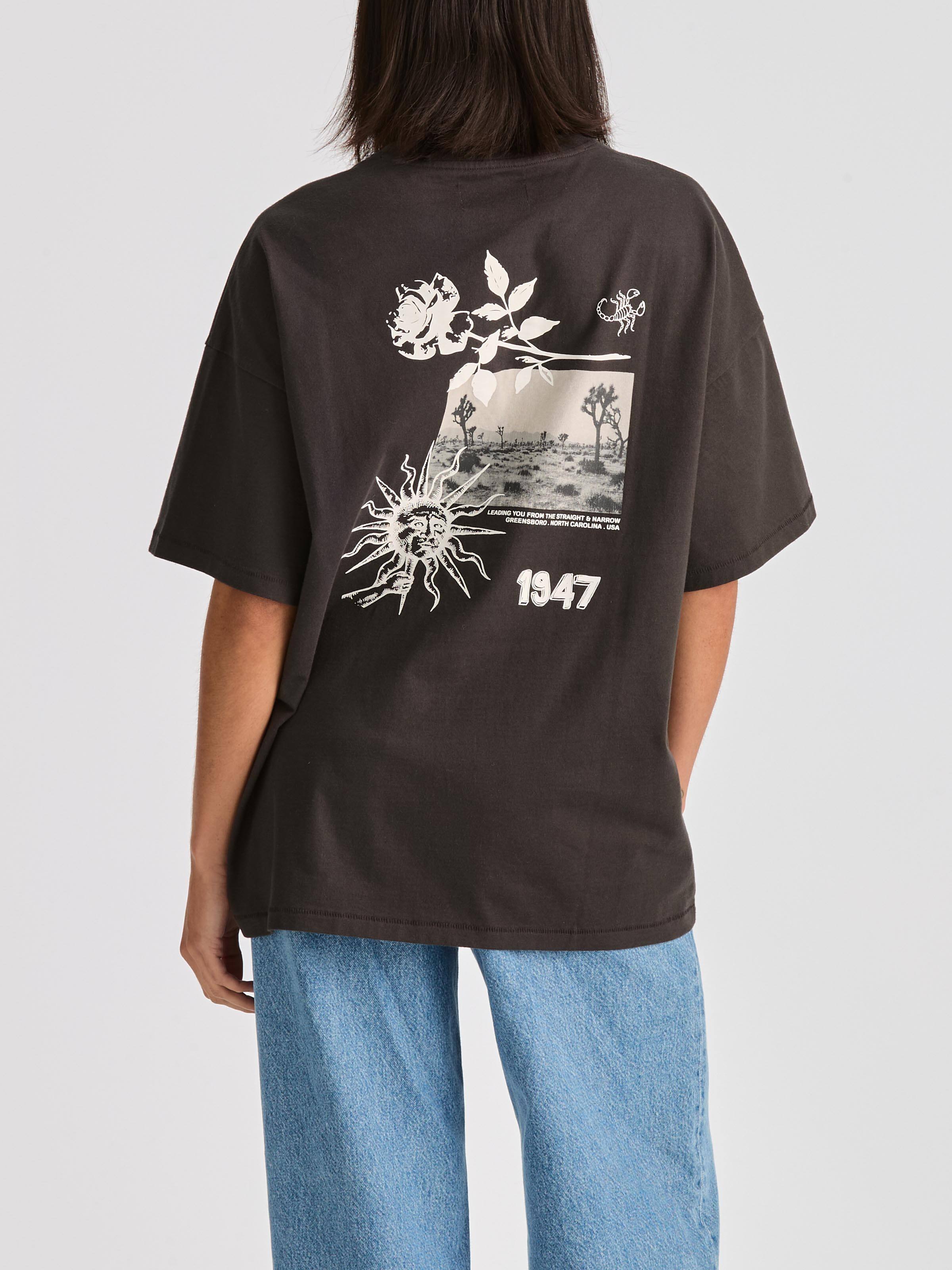 Desert Thorns Boxy Slouch Tee In Worn Black