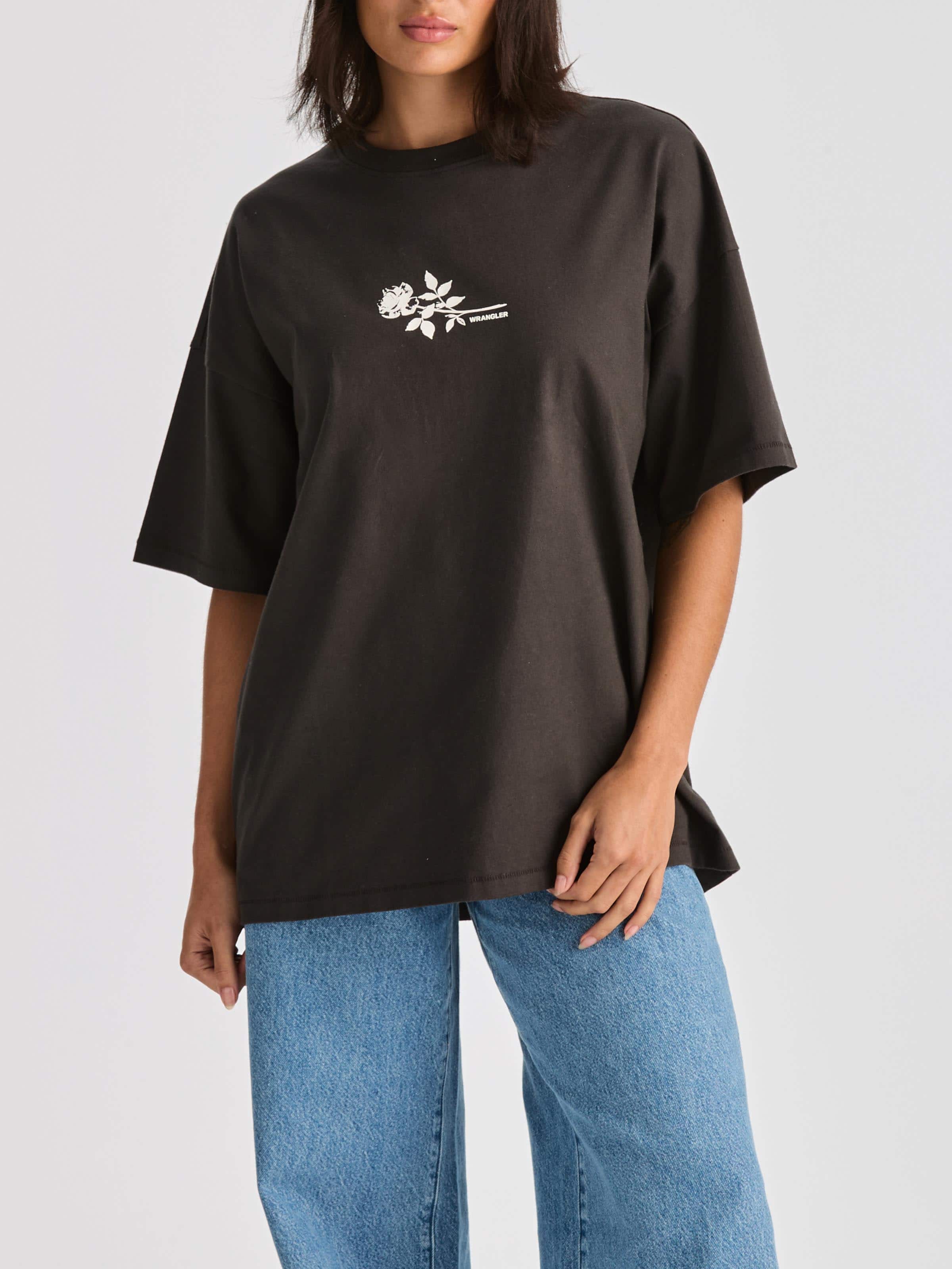 Desert Thorns Boxy Slouch Tee In Worn Black