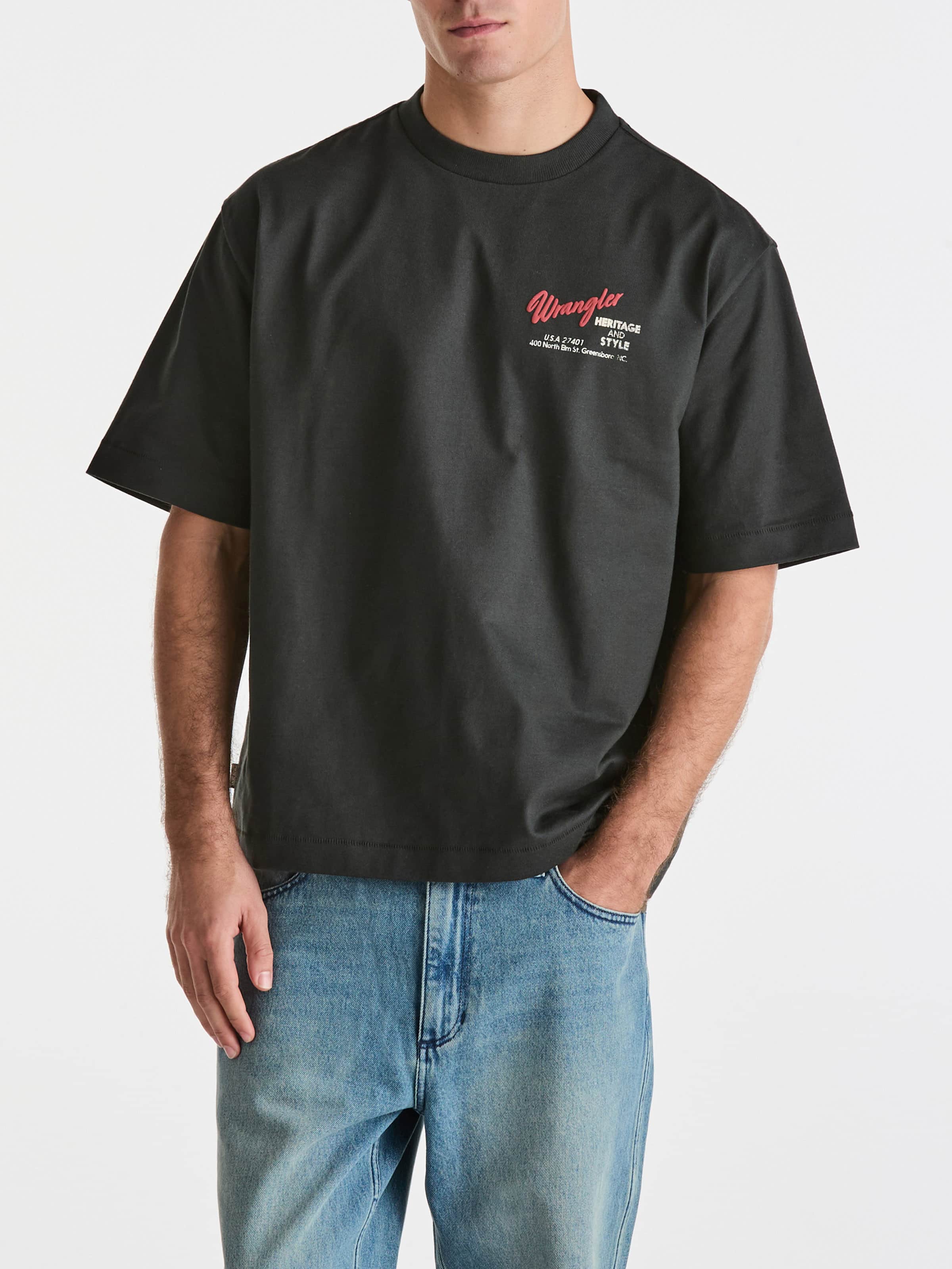 Motel Boxcar Tee In Dark Slate