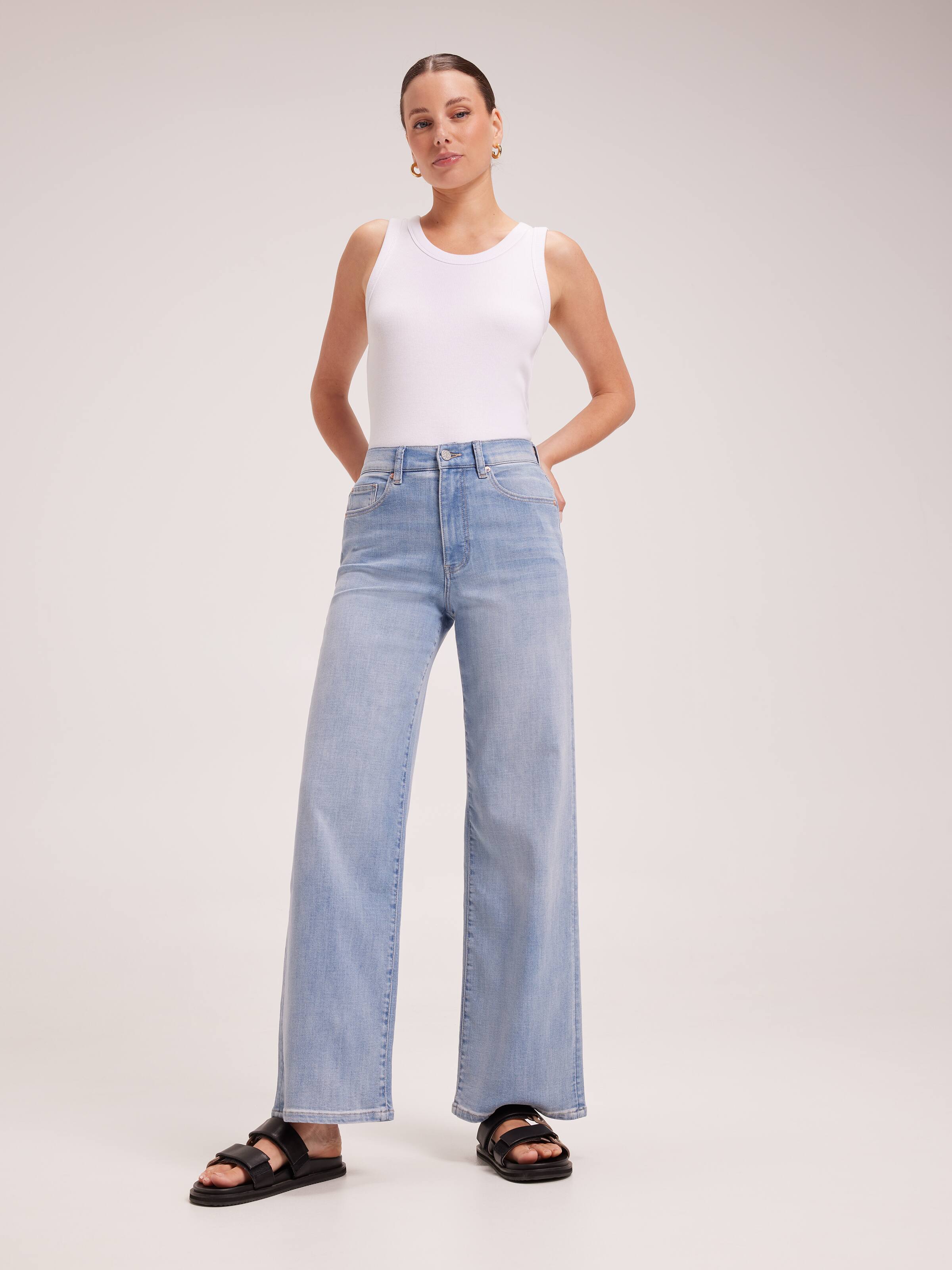 Womens Casual Dress Pants Wide Leg Jeans For Women High Waisted Baggy Seamed  Front Wide Leg Jeans Comfy Work 