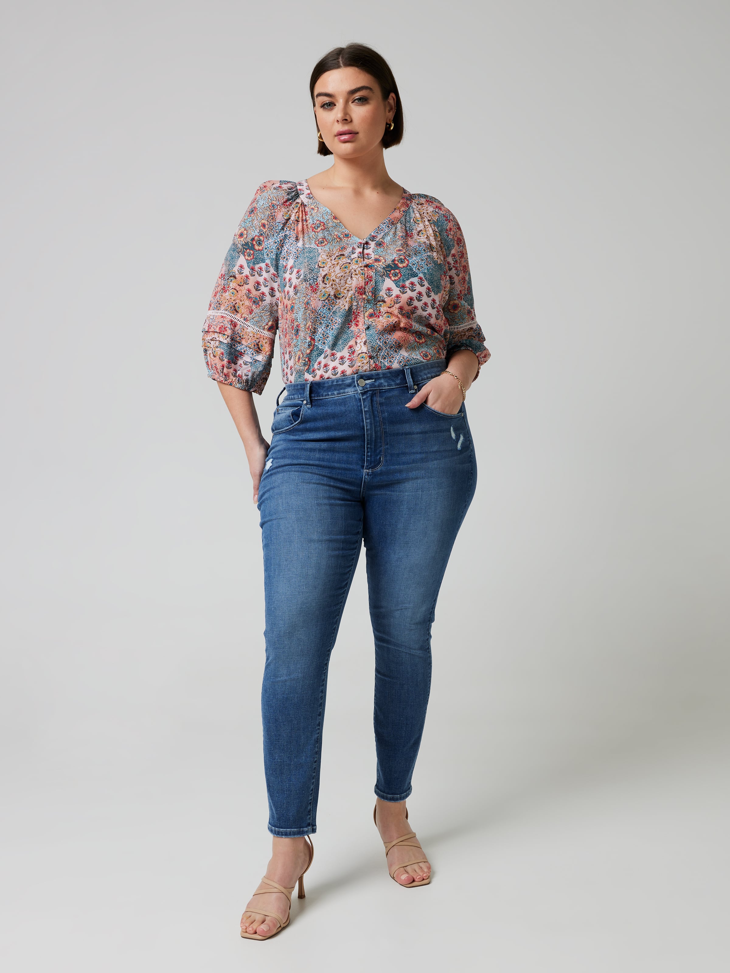 Curve Della Pintuck Sleeve Top
