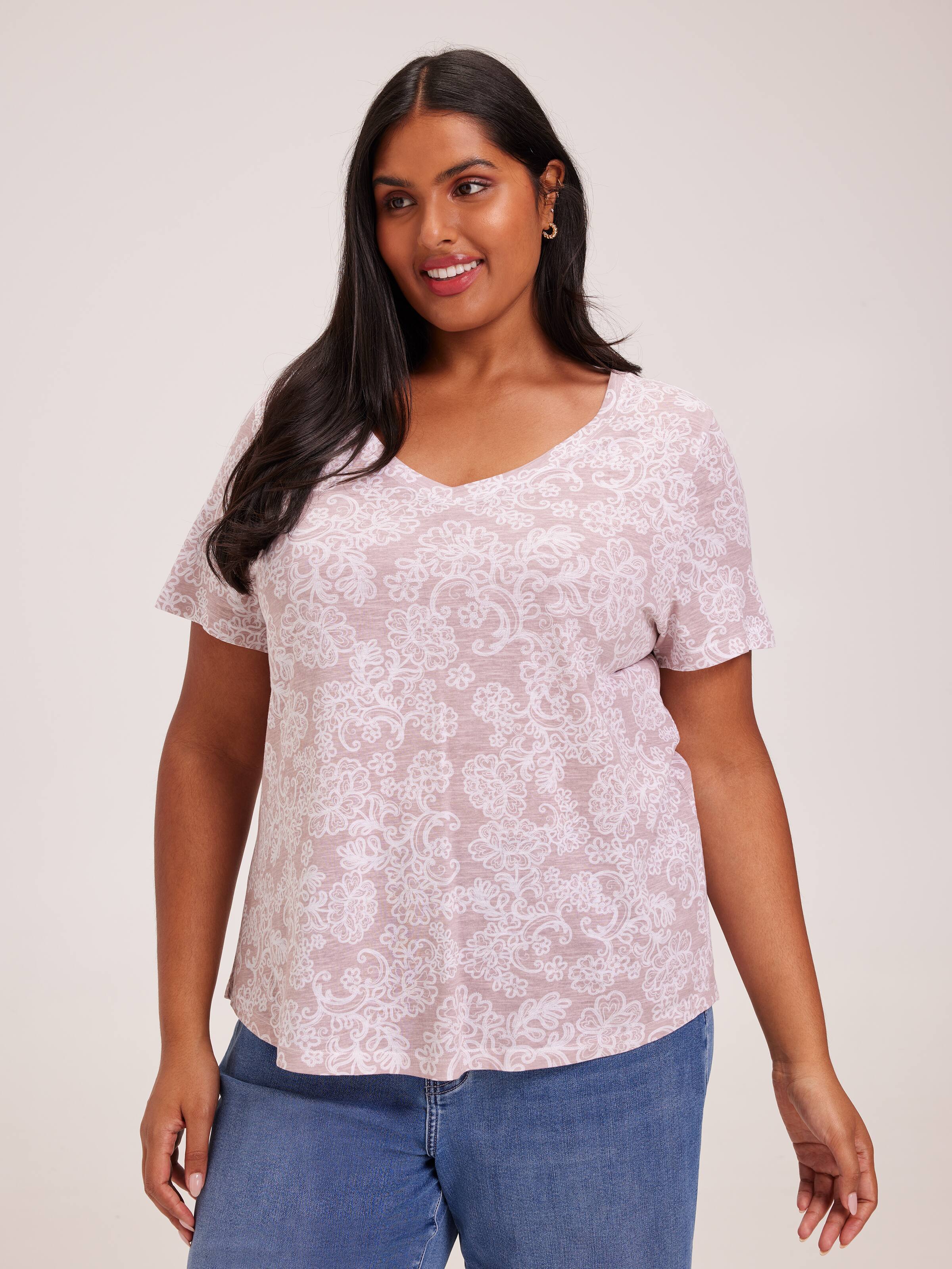 Curve Perfect V Neck Boyfriend Tee