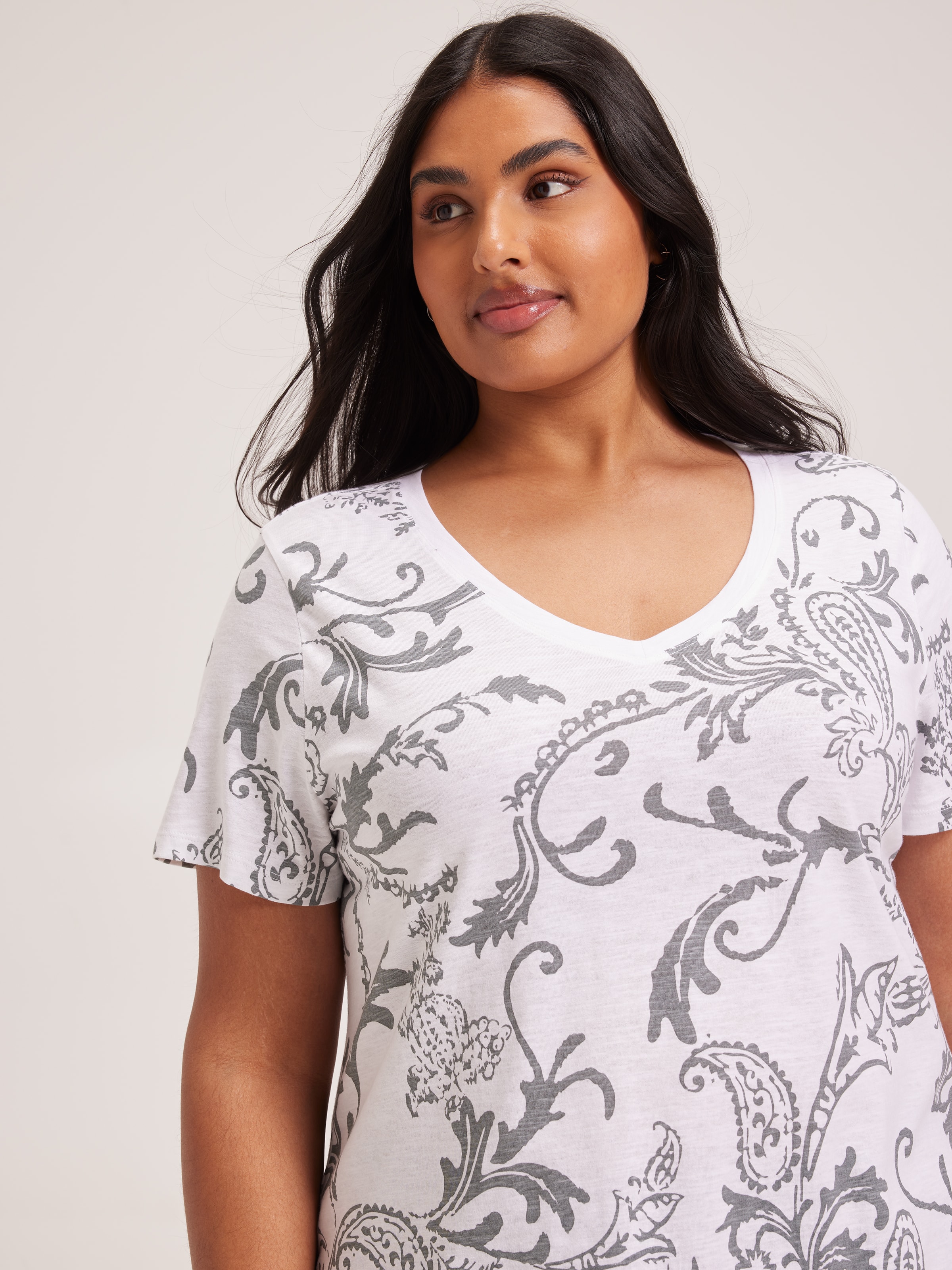 Curve Perfect V Neck Boyfriend Tee