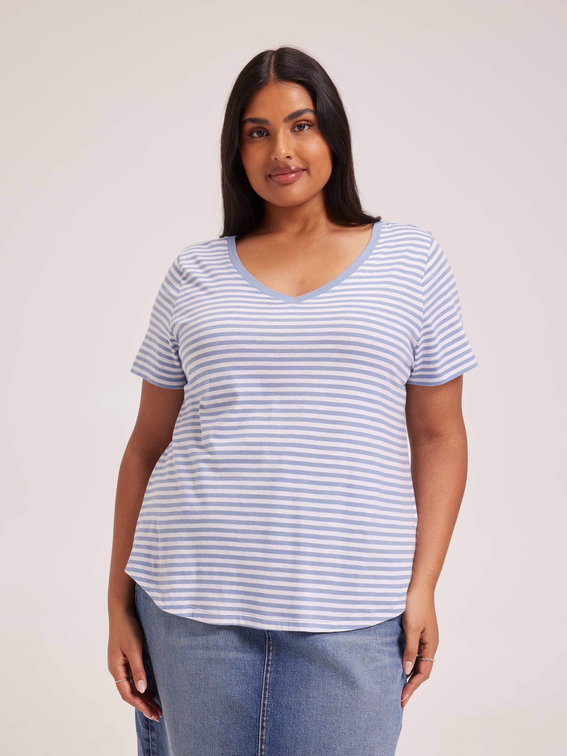 Curve Perfect V Neck Boyfriend Tee