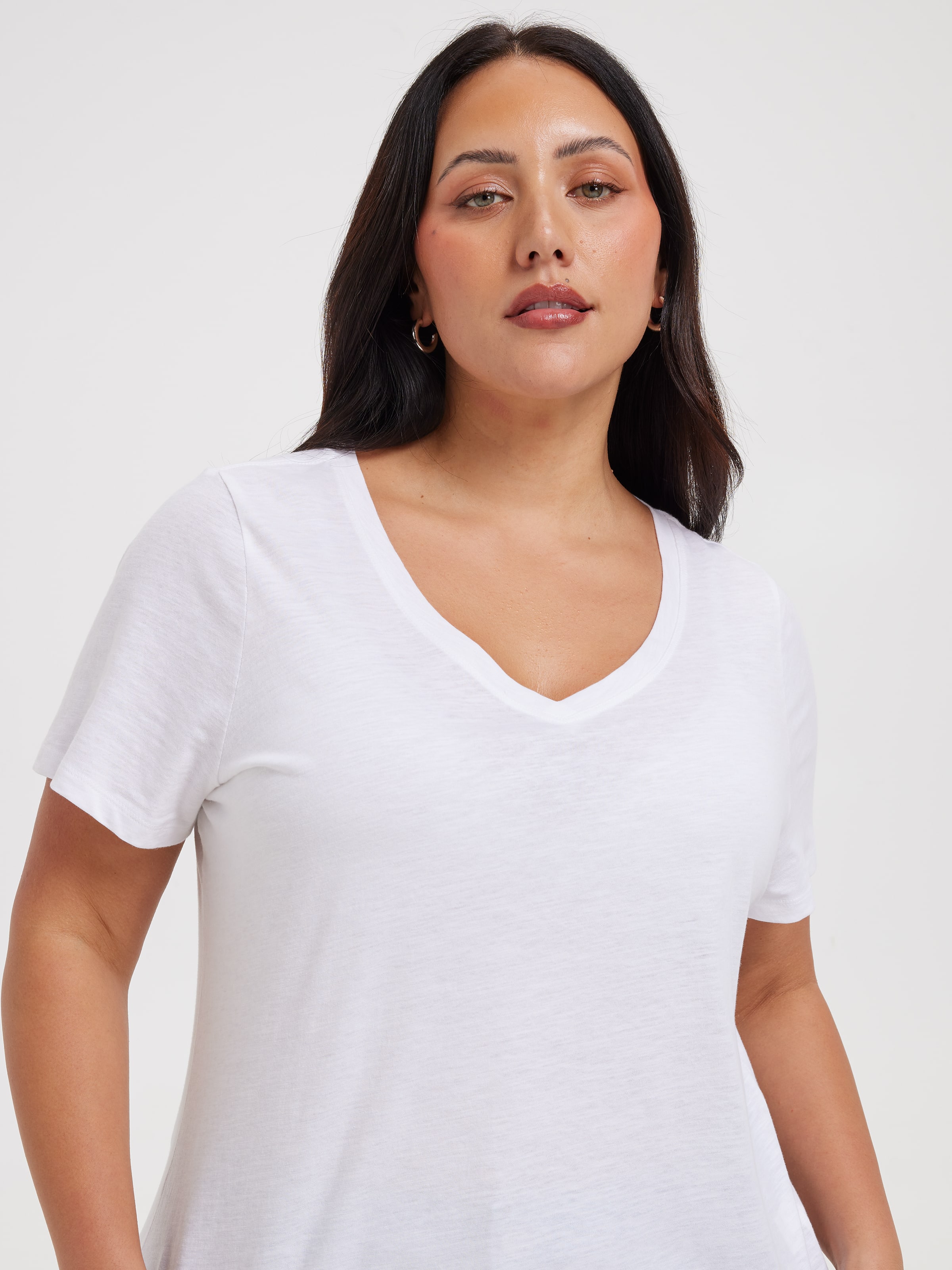 Curve Perfect V Neck Boyfriend Tee