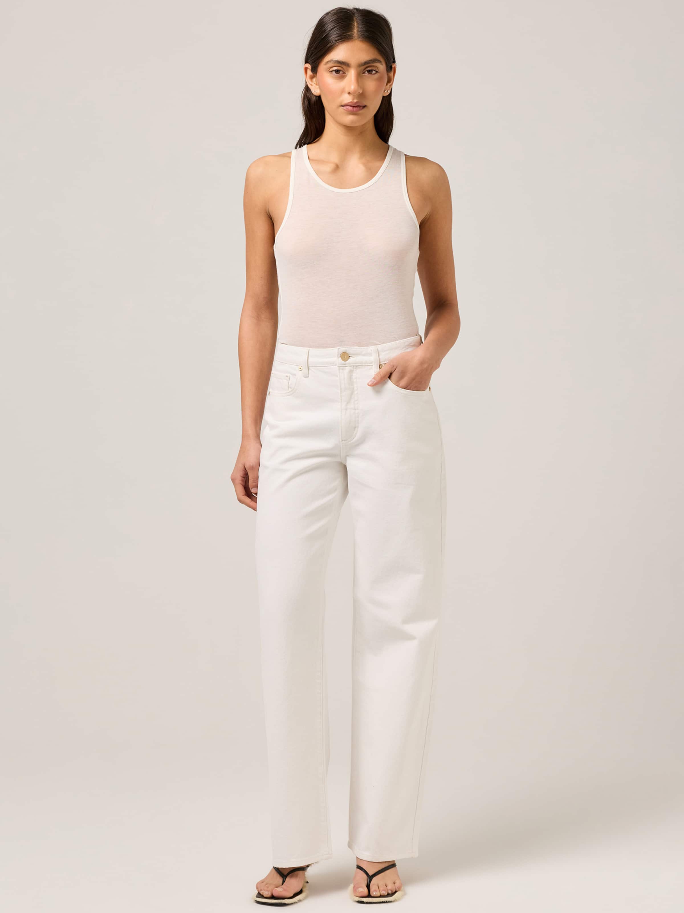 Hi Aline Wide Jeans In Hope White