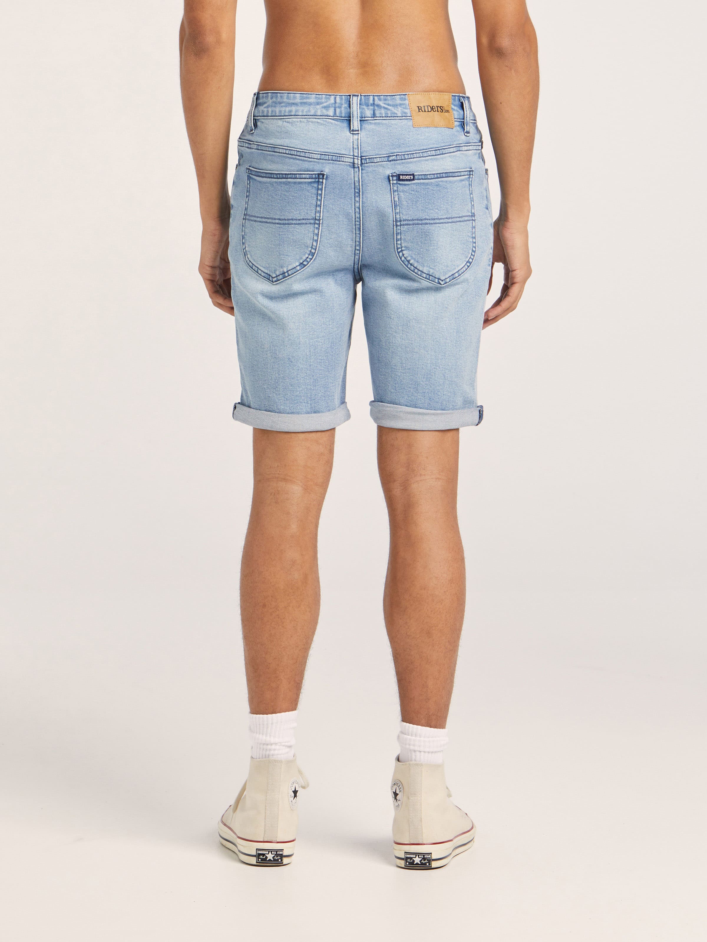 Mens cuffed hot sale denim shorts