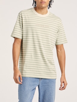 Relaxed Tee In Sage Stripe
