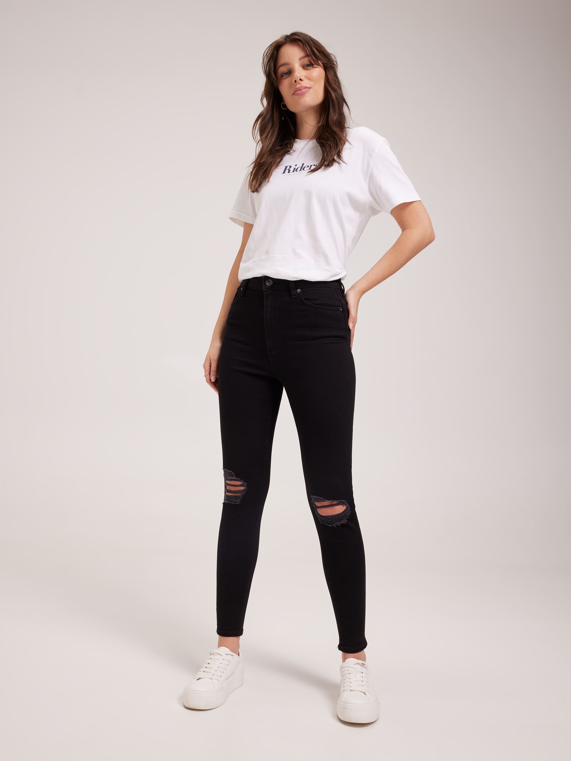 High Rider Super Skinny Jean In Black Ruin