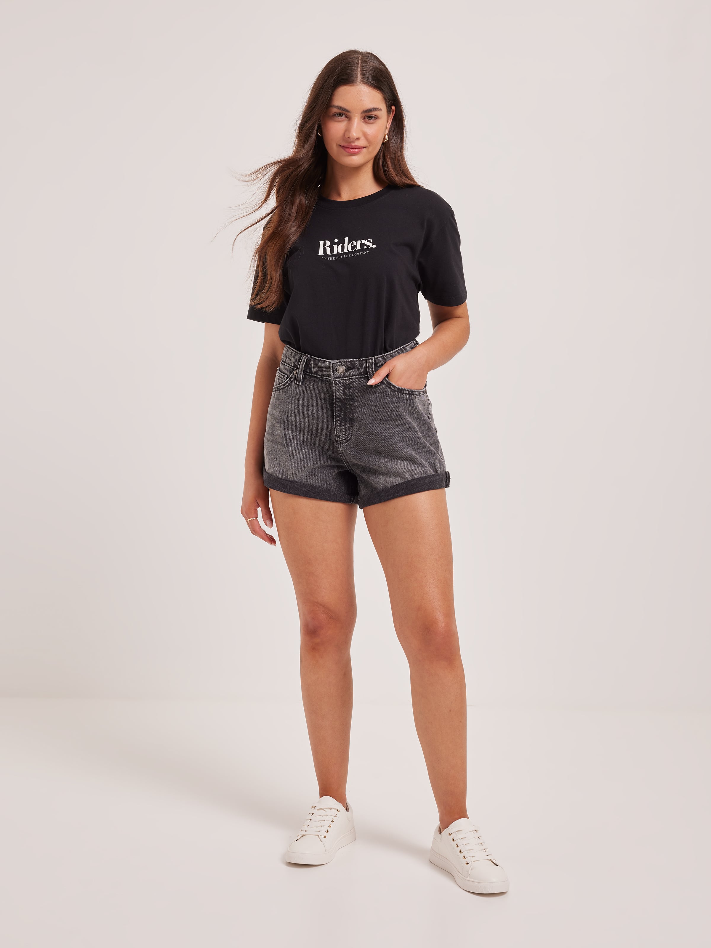 Mid Slouch Short In Soot Fade
