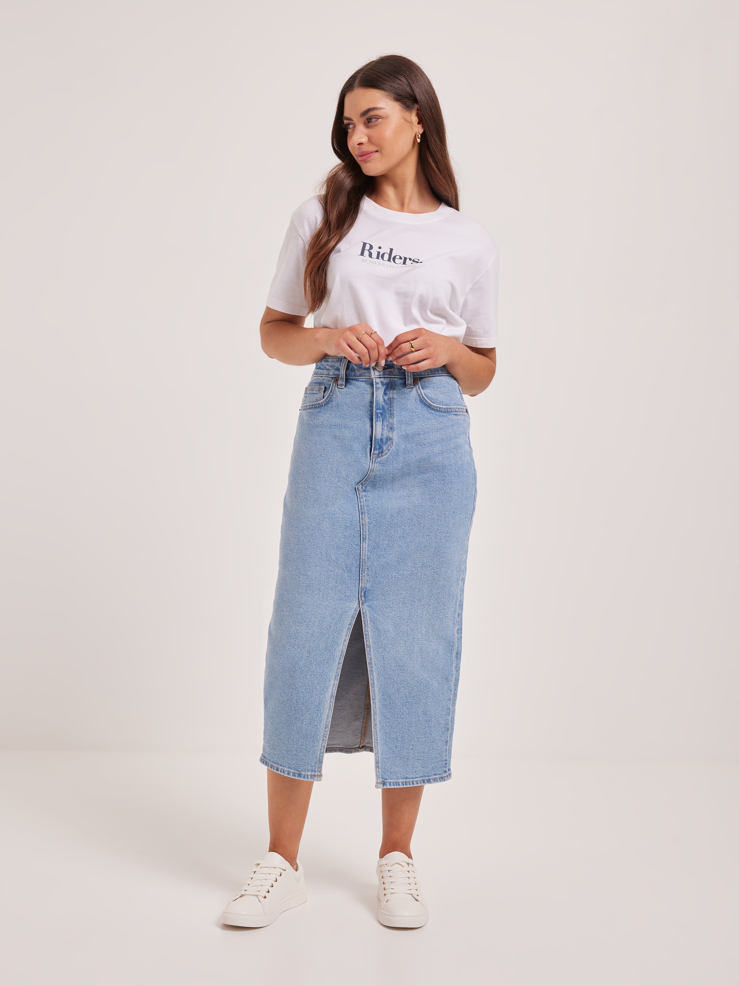 Midi Repair Skirt In Blue Charisma