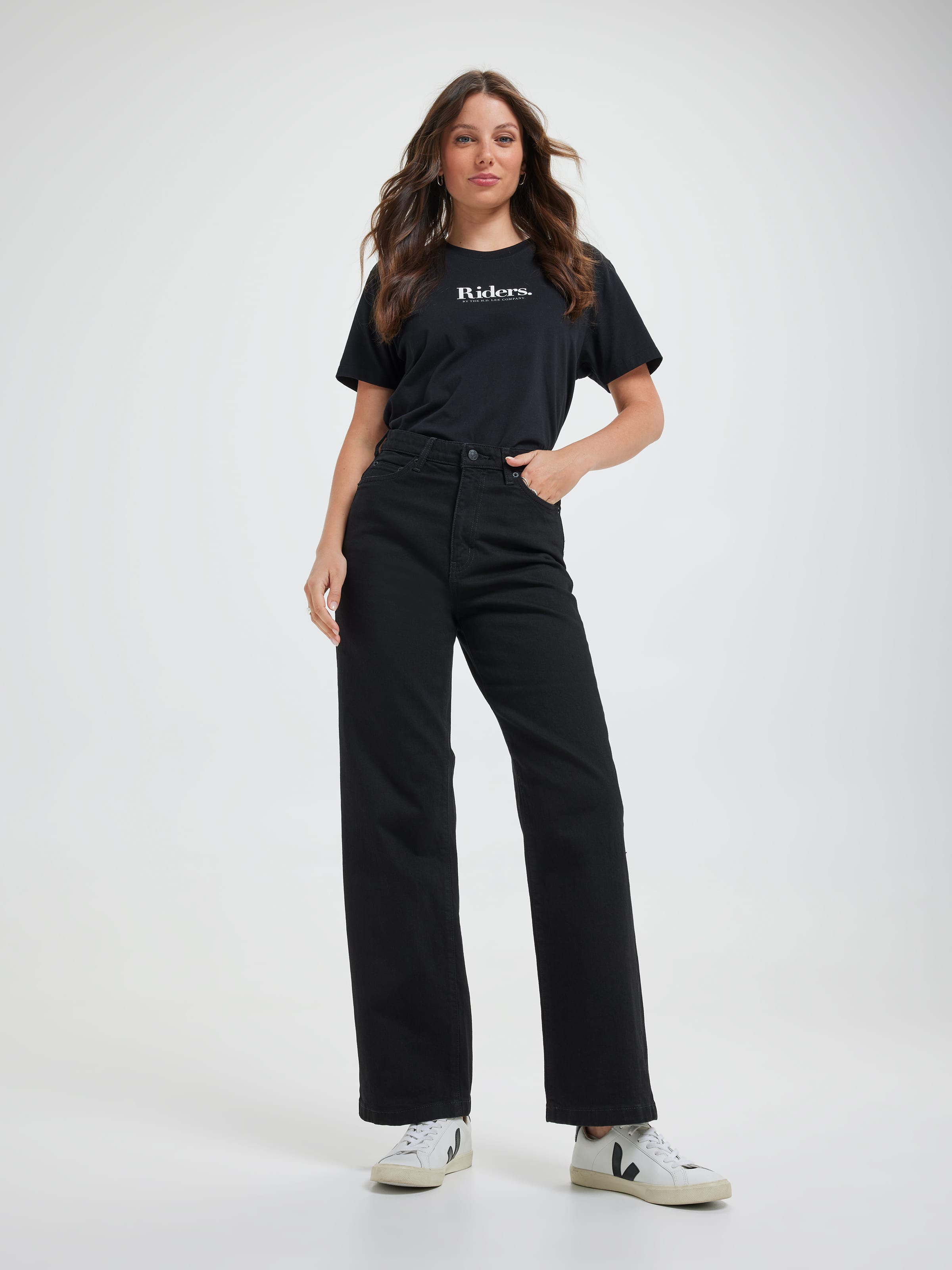 Hi Wide Jean In Washed Black - Just Jeans Online