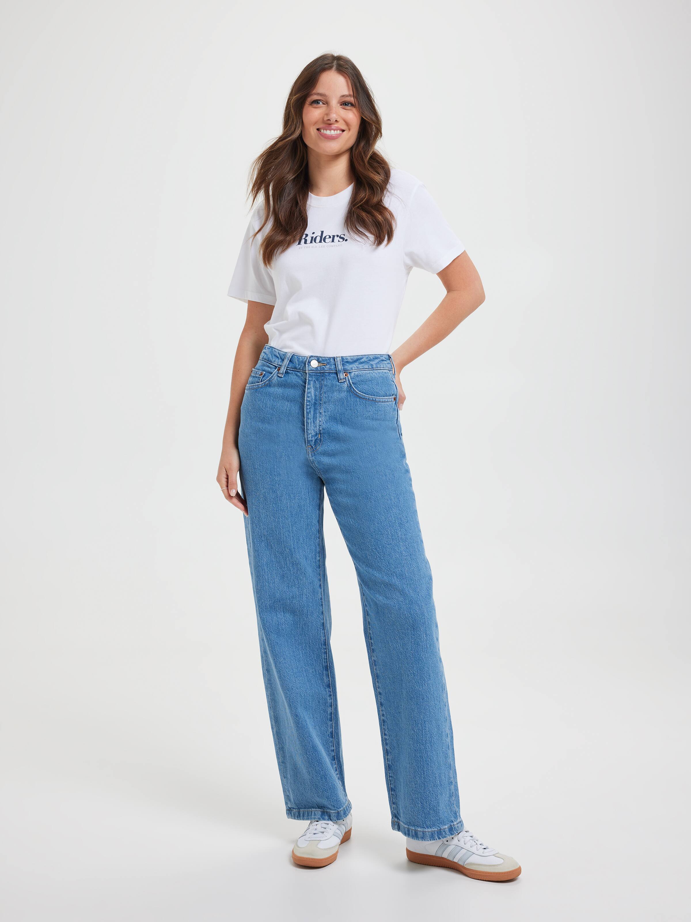 Hi Wide Jean In Worn In Blue