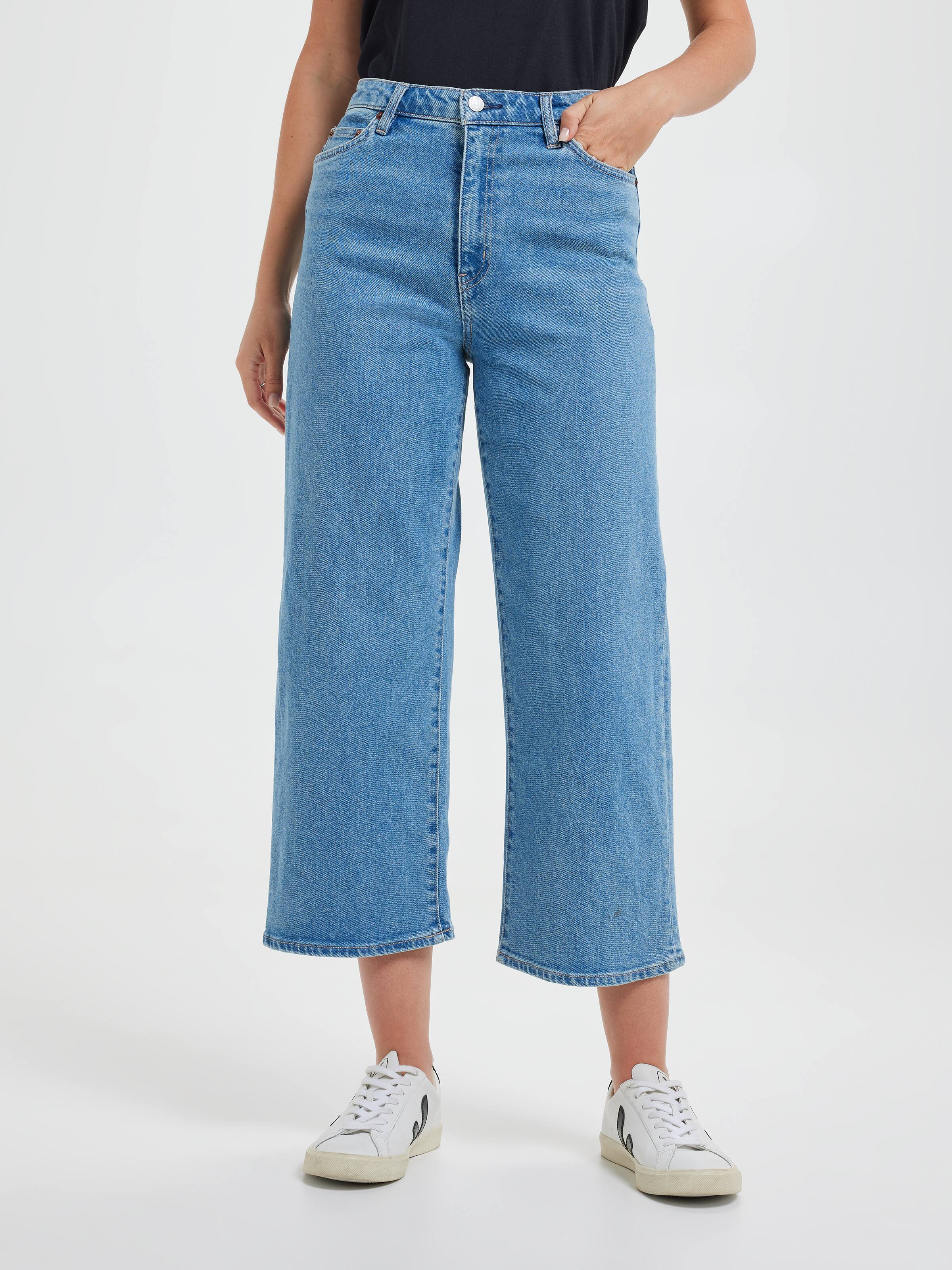 Hi Wide Crop Jean In Indigo Dream