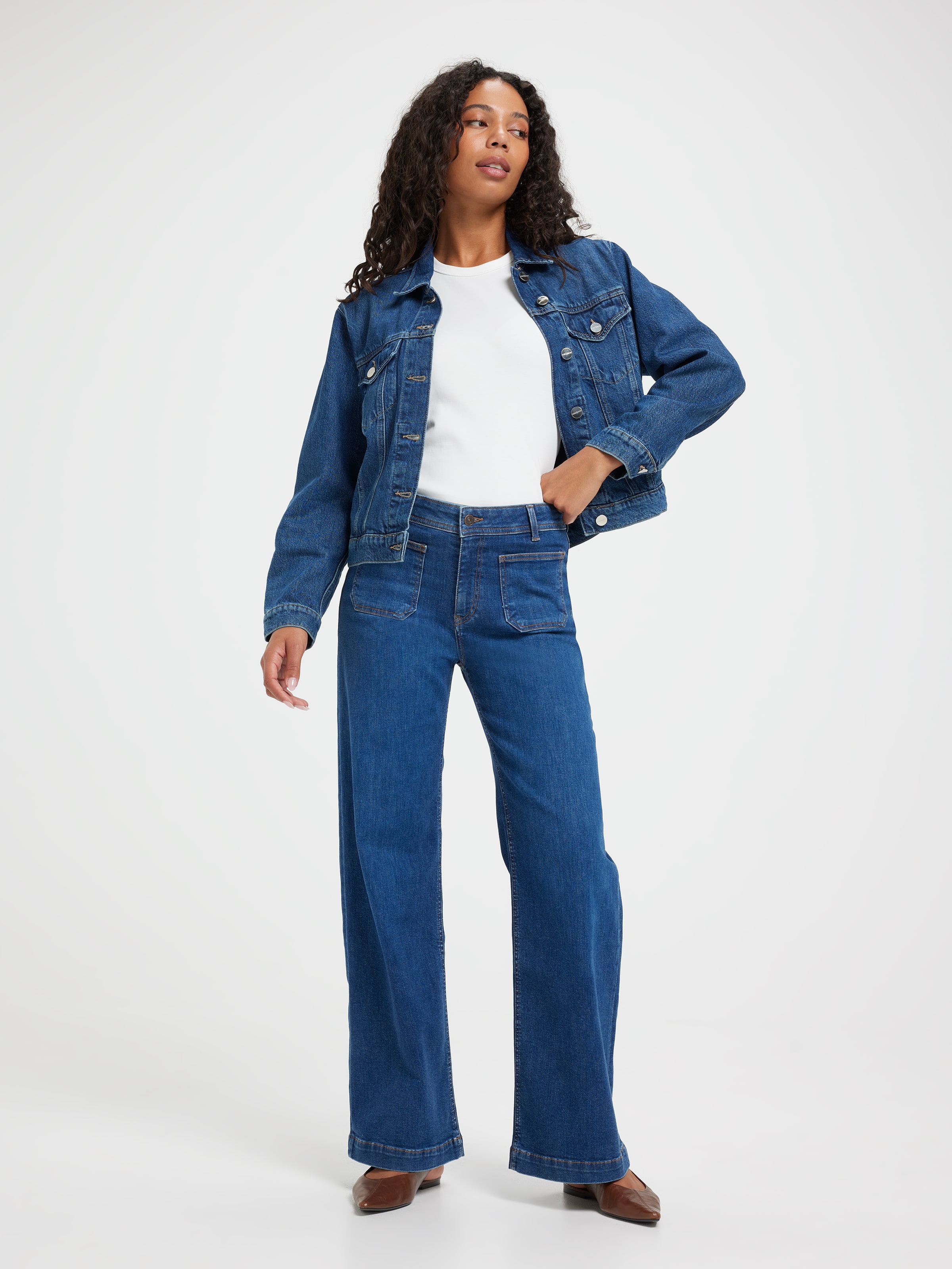 Paloma Marine Wide Leg In Mid Shaded Flex Blue